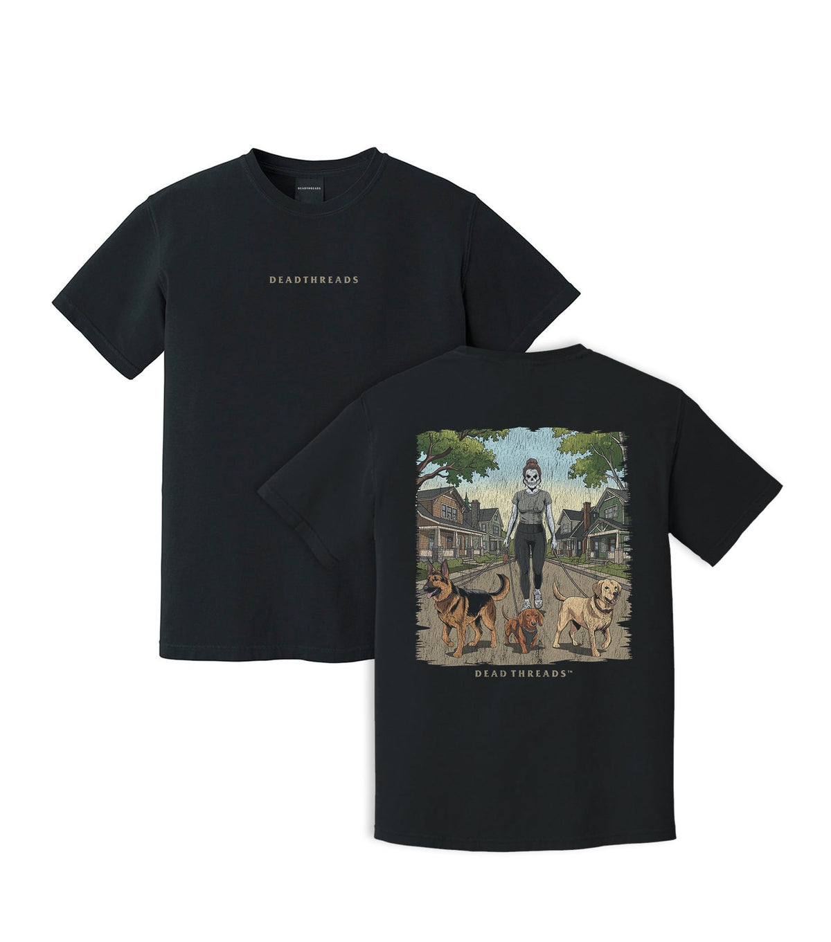 DOG WALKER (FEMALE) - “DT ESSENTIAL" PREMIUM T-SHIRT – T-Shirt – Dead Threads Apparel