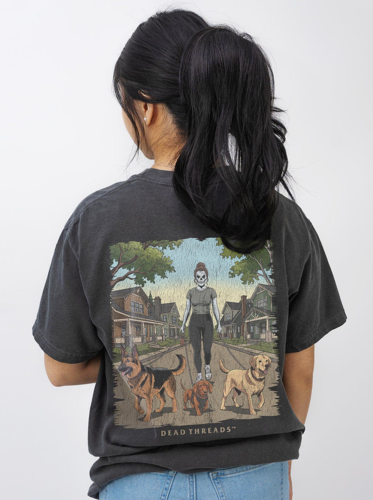 DOG WALKER (FEMALE) - “DT ESSENTIAL" PREMIUM T-SHIRT – T-Shirt – Dead Threads Apparel