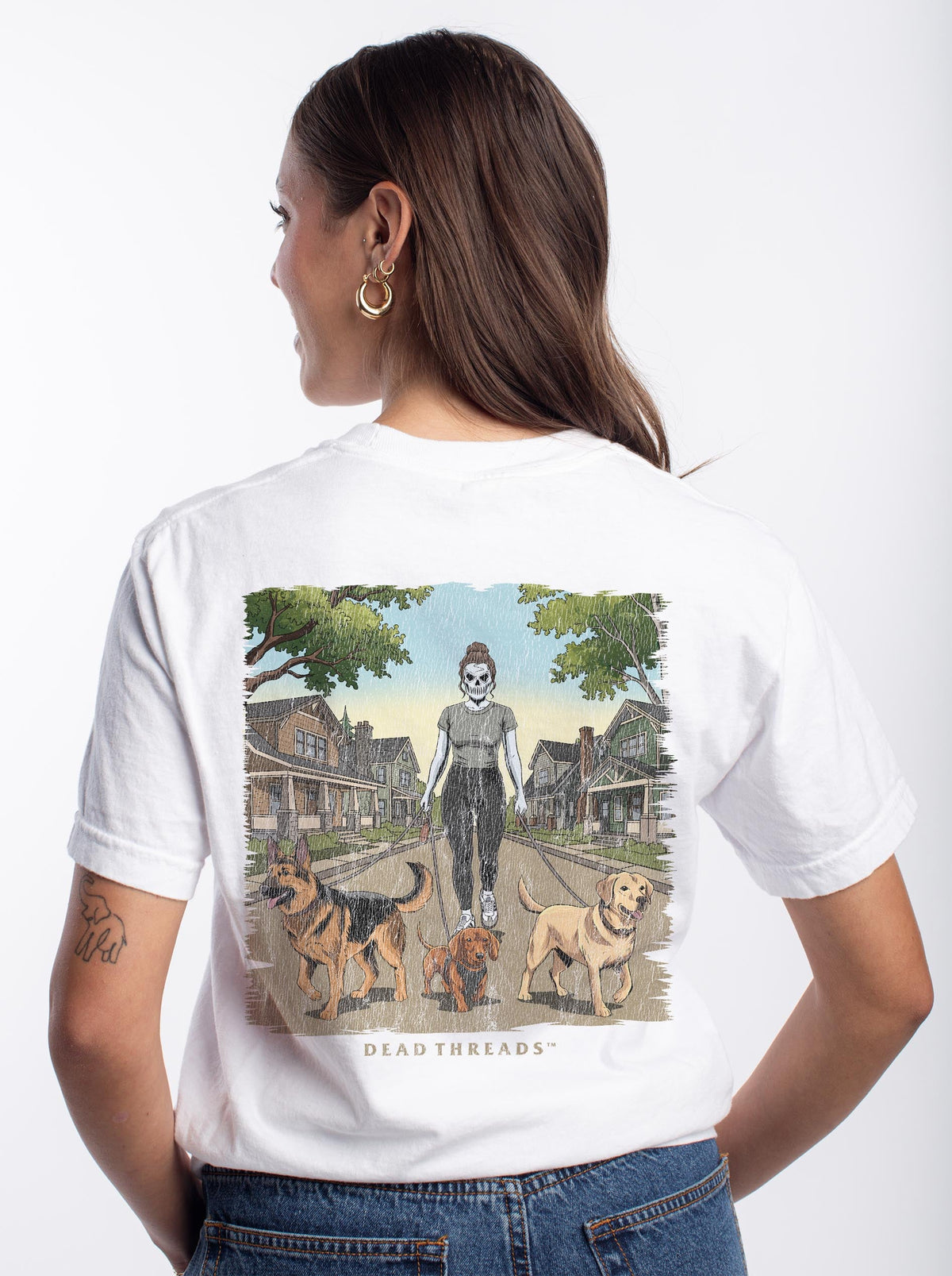 DOG WALKER (FEMALE) - “DT ESSENTIAL" PREMIUM T-SHIRT – T-Shirt – Dead Threads Apparel