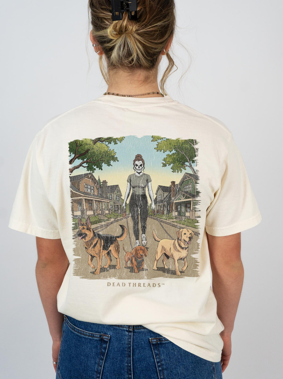 DOG WALKER (FEMALE) - “DT ESSENTIAL" PREMIUM T-SHIRT – T-Shirt – Dead Threads Apparel
