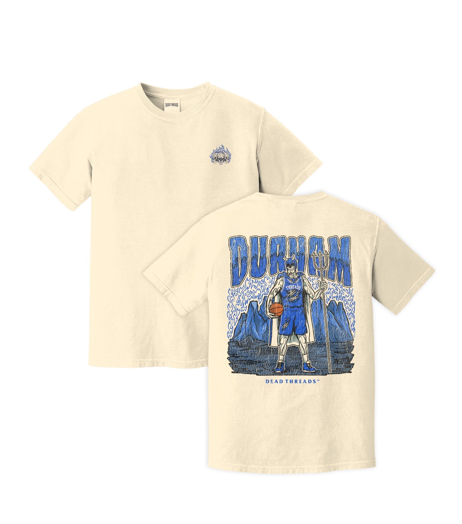 DURHAM BASKETBALL - “3 SKULL” PREMIUM T - SHIRT – T-Shirt – Dead Threads Apparel