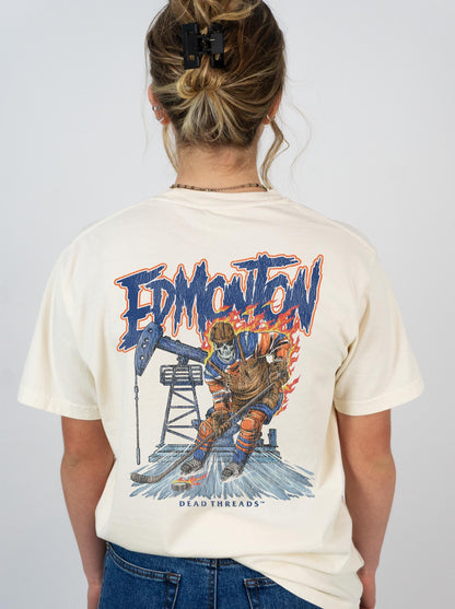 EDMONTON HOCKEY - “3 SKULL” PREMIUM T - SHIRT – T-Shirt – Dead Threads Apparel