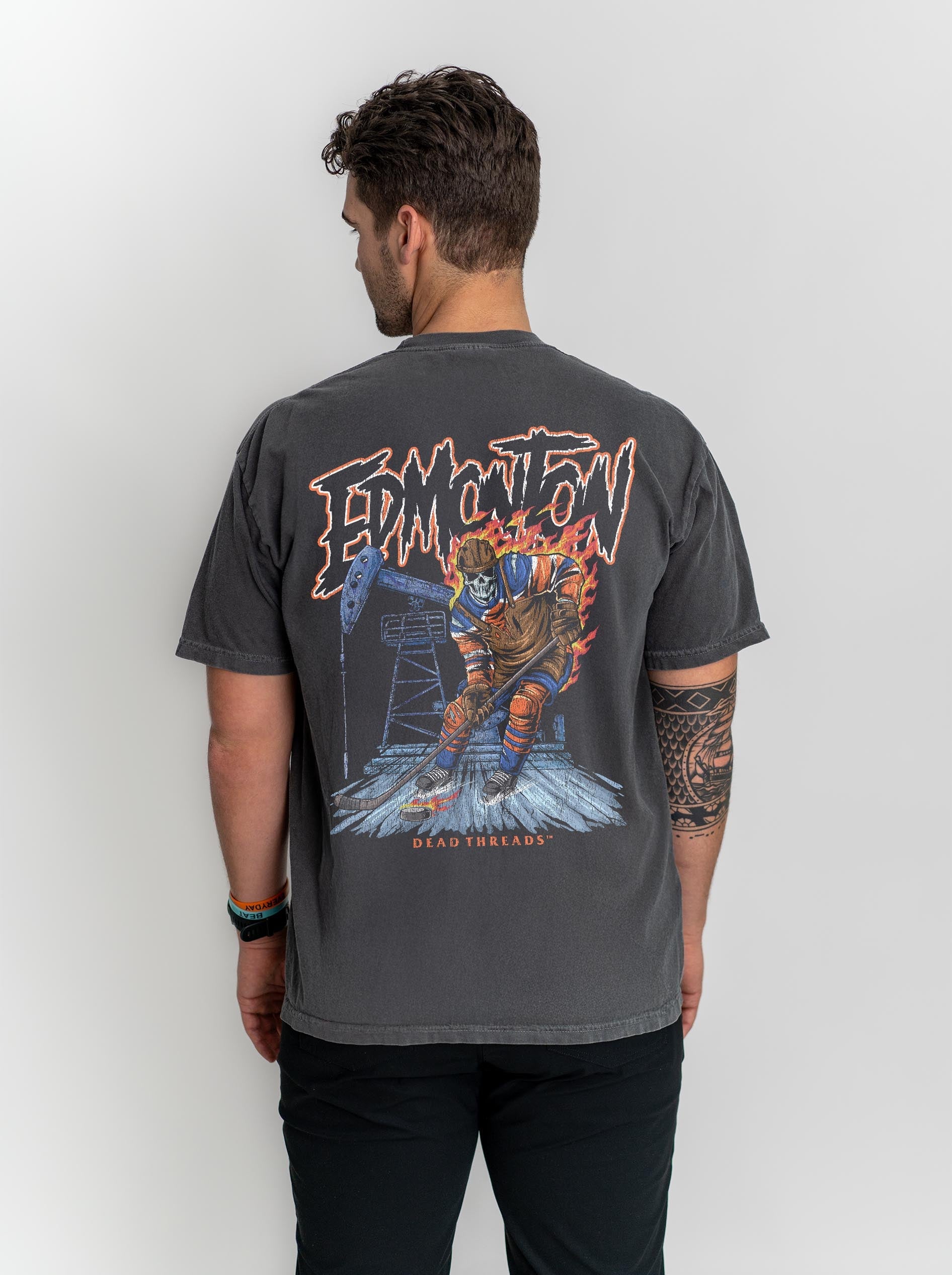 EDMONTON HOCKEY - “3 SKULL” PREMIUM T - SHIRT – T-Shirt – Dead Threads Apparel