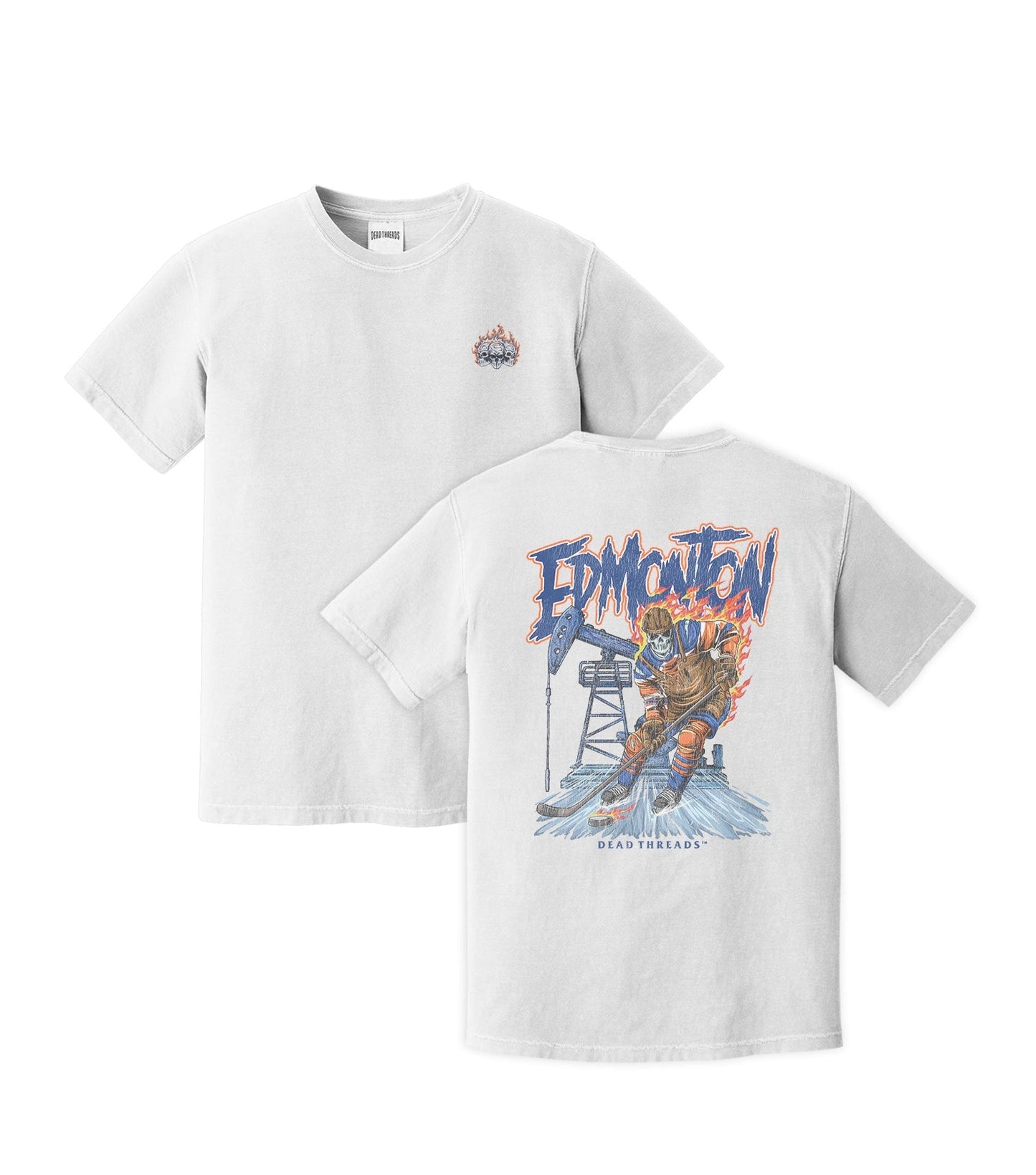 EDMONTON HOCKEY - “3 SKULL” PREMIUM T - SHIRT – T-Shirt – Dead Threads Apparel