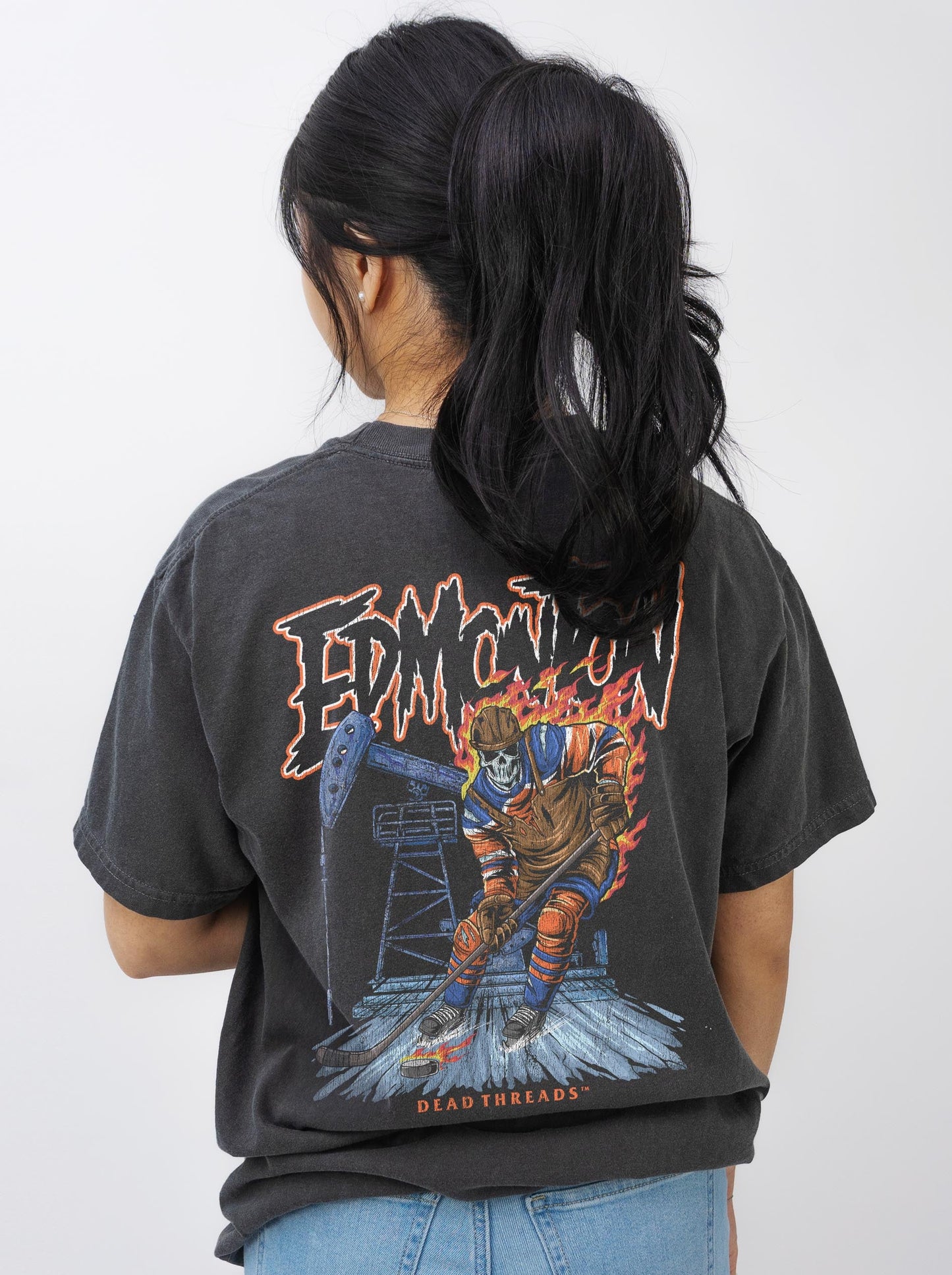 EDMONTON HOCKEY - “3 SKULL” PREMIUM T - SHIRT – T-Shirt – Dead Threads Apparel