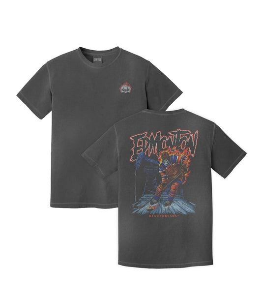EDMONTON HOCKEY - “3 SKULL” PREMIUM T - SHIRT – T-Shirt – Dead Threads Apparel
