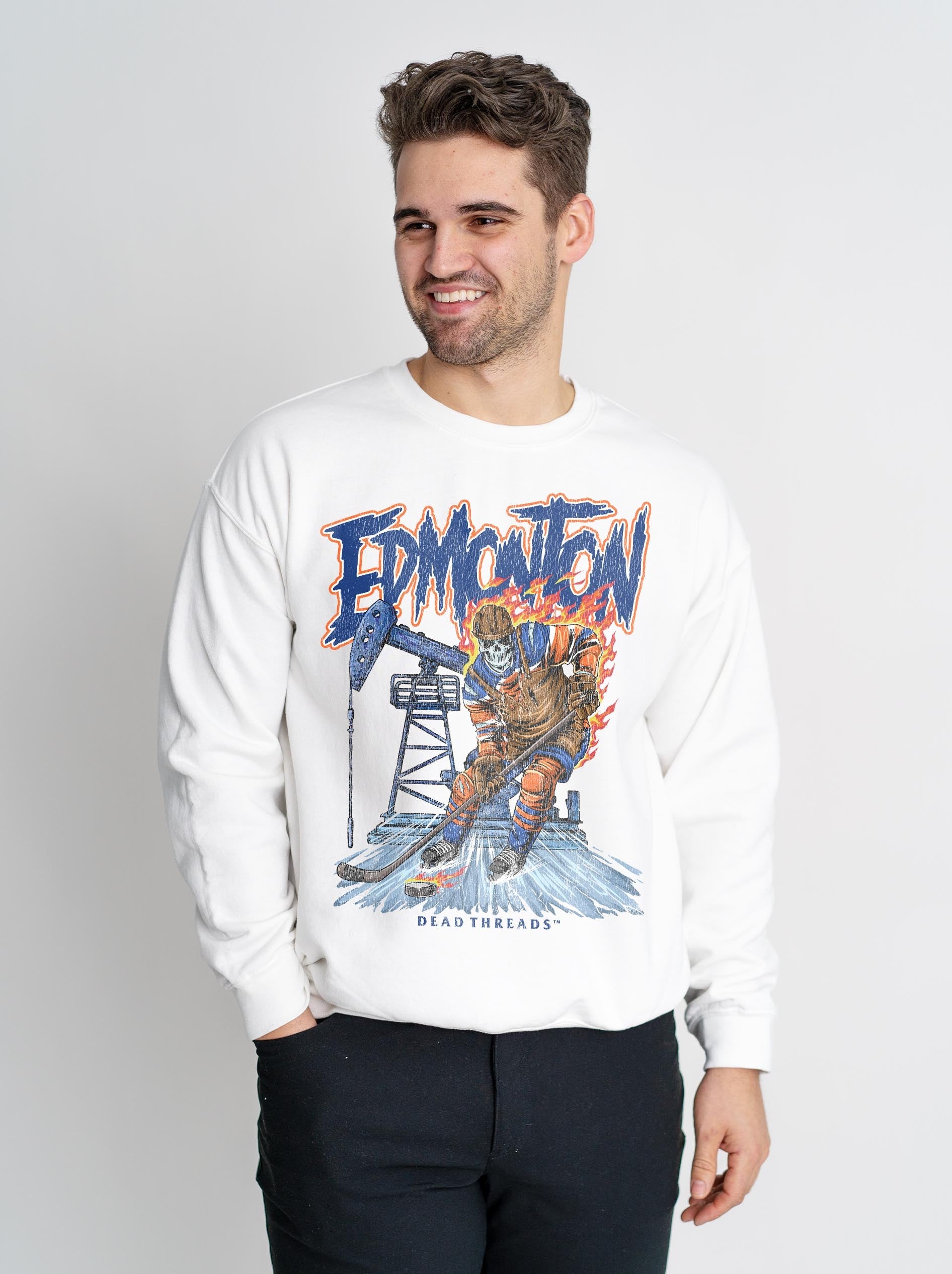 EDMONTON HOCKEY CREWNECK SWEATSHIRT – Sweatshirt – Dead Threads Apparel