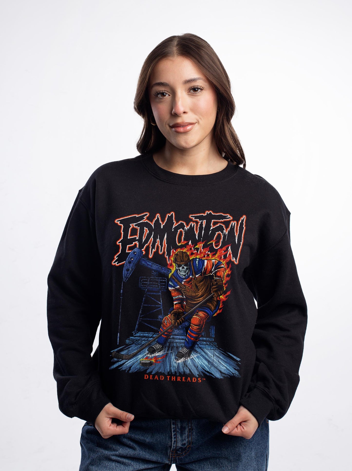EDMONTON HOCKEY CREWNECK SWEATSHIRT – Sweatshirt – Dead Threads Apparel