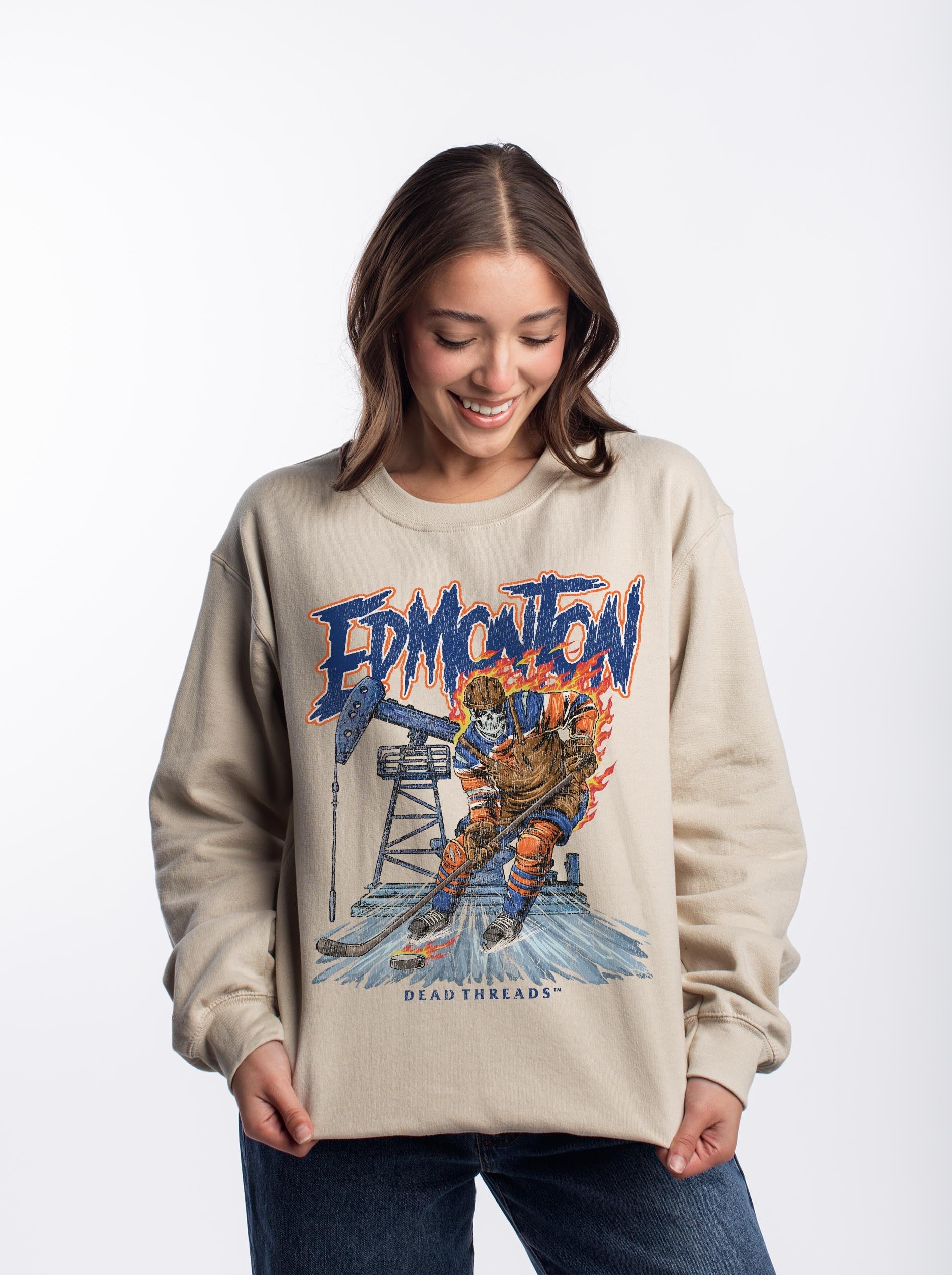 EDMONTON HOCKEY CREWNECK SWEATSHIRT – Sweatshirt – Dead Threads Apparel