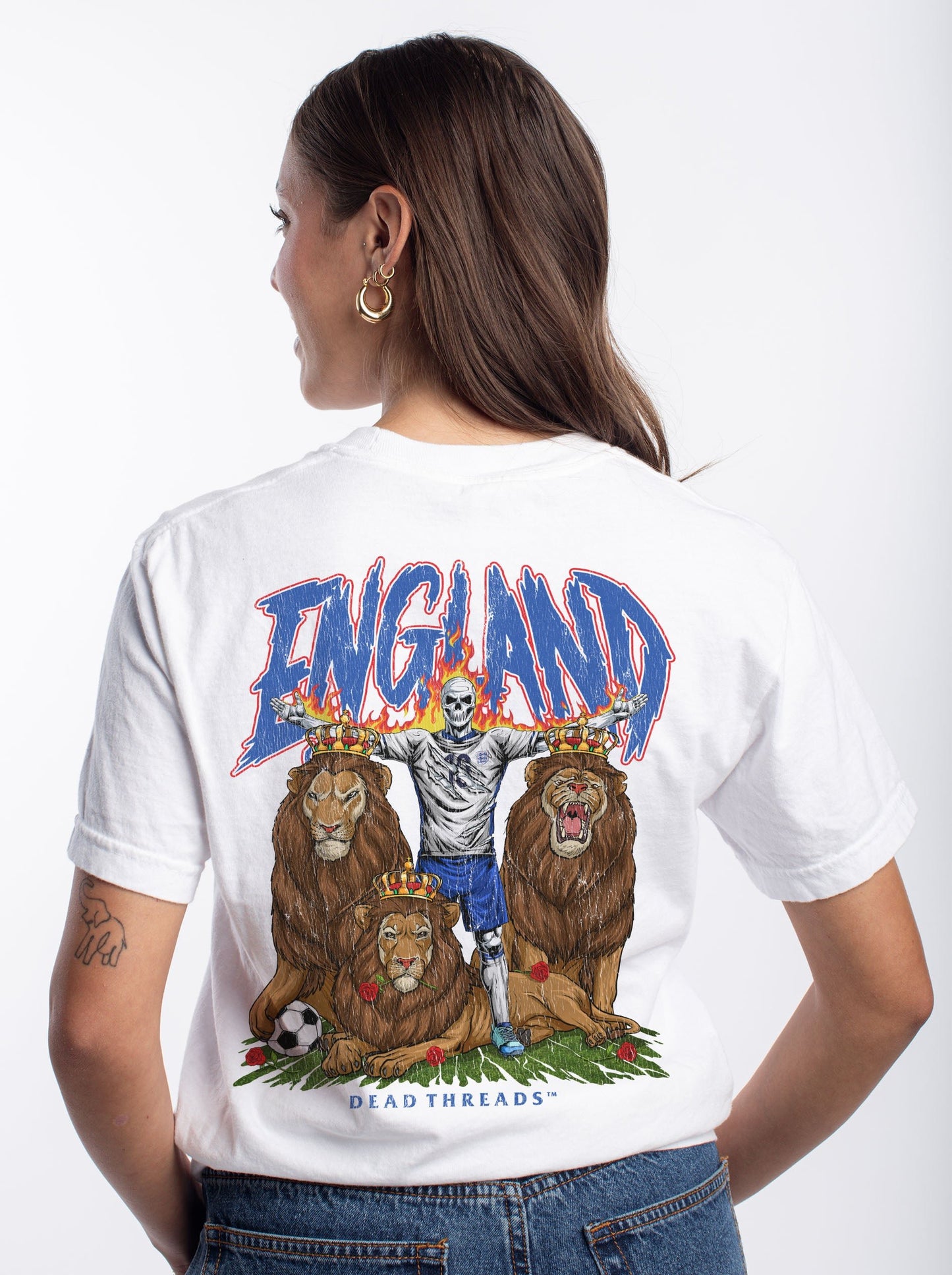 ENGLAND SOCCER - “3 SKULL” PREMIUM T - SHIRT – T-Shirt – Dead Threads Apparel