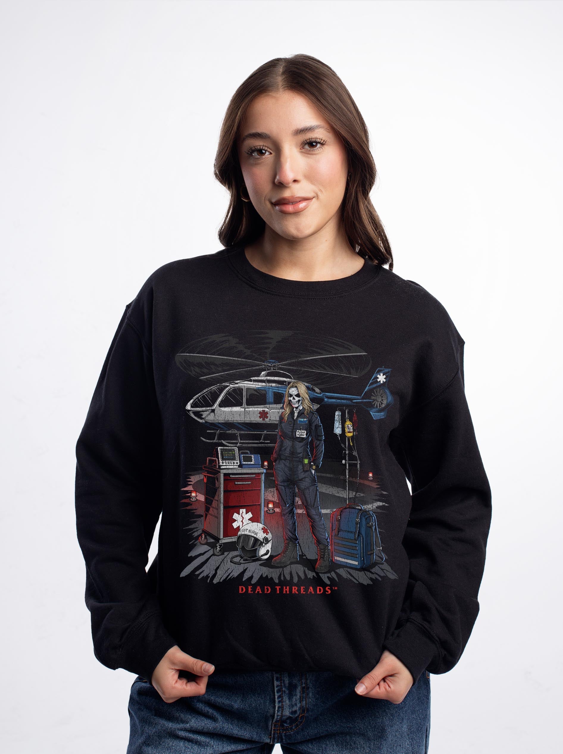 FLIGHT NURSE - CREWNECK SWEATSHIRT – Sweatshirt – Dead Threads Apparel