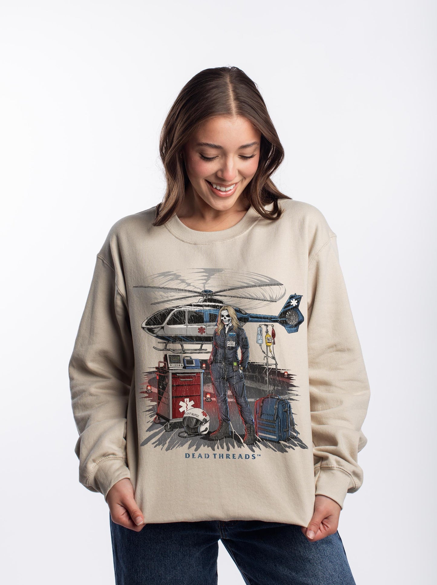 FLIGHT NURSE - CREWNECK SWEATSHIRT – Sweatshirt – Dead Threads Apparel