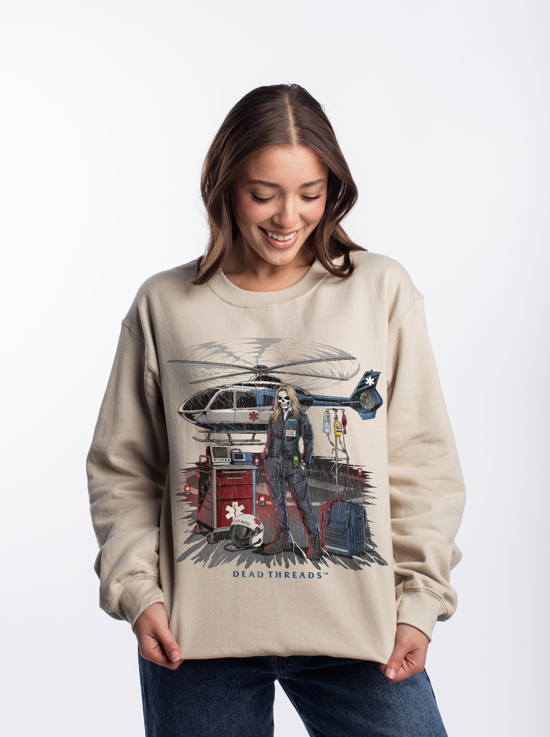 FLIGHT NURSE - CREWNECK SWEATSHIRT – Sweatshirt – Dead Threads Apparel