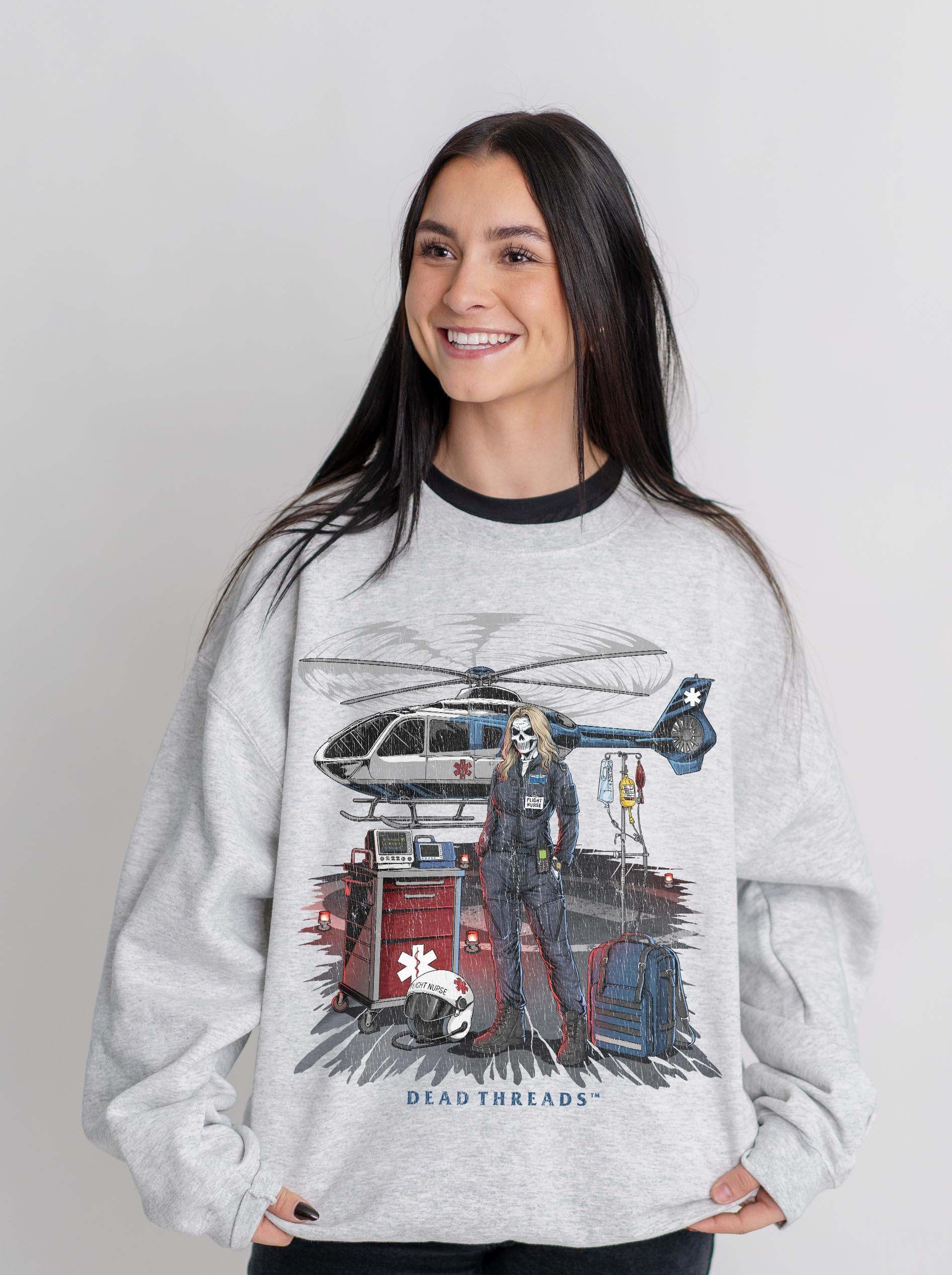 FLIGHT NURSE - CREWNECK SWEATSHIRT – Sweatshirt – Dead Threads Apparel