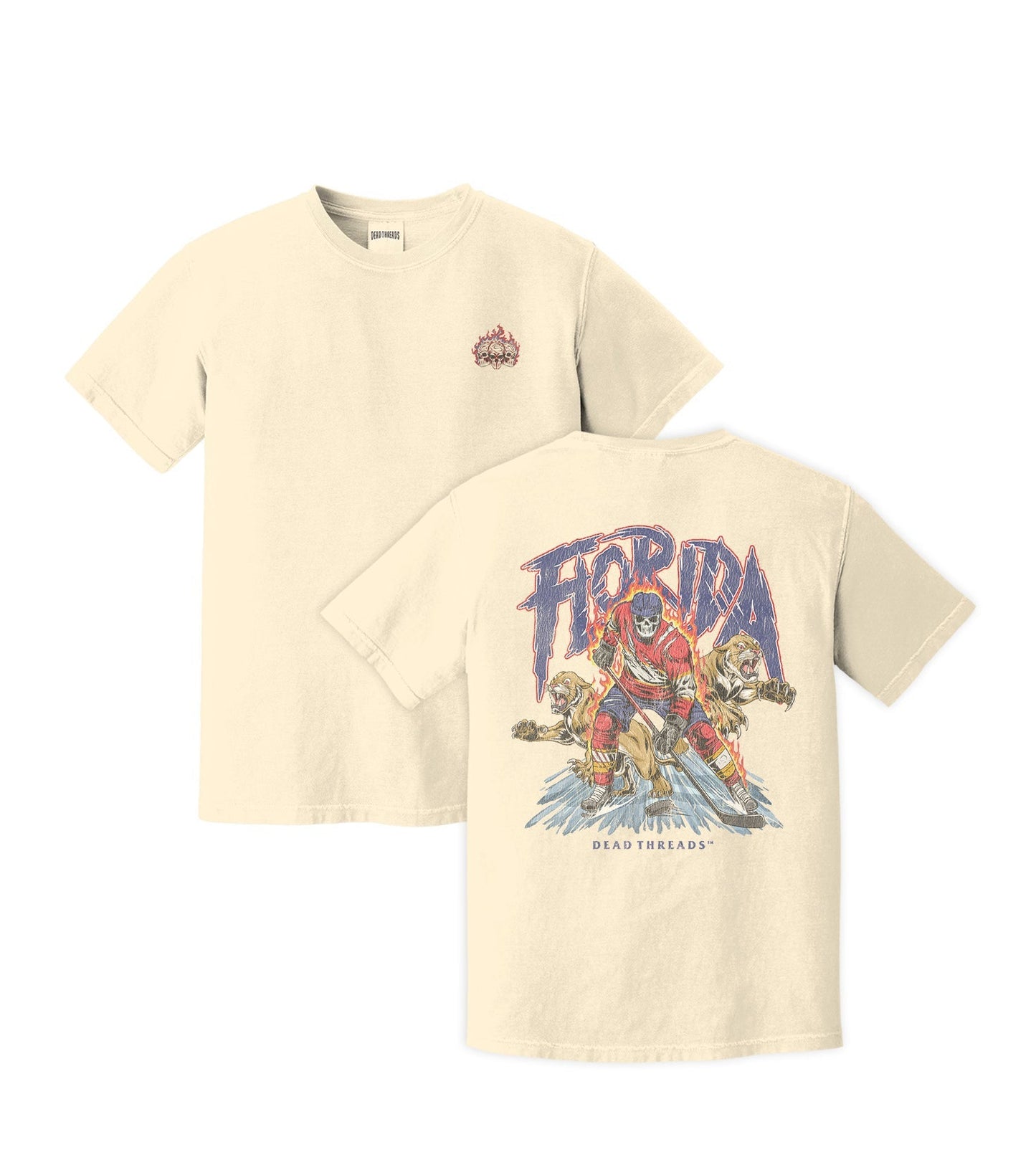 FLORIDA HOCKEY - “3 SKULL” PREMIUM T - SHIRT – T-Shirt – Dead Threads Apparel