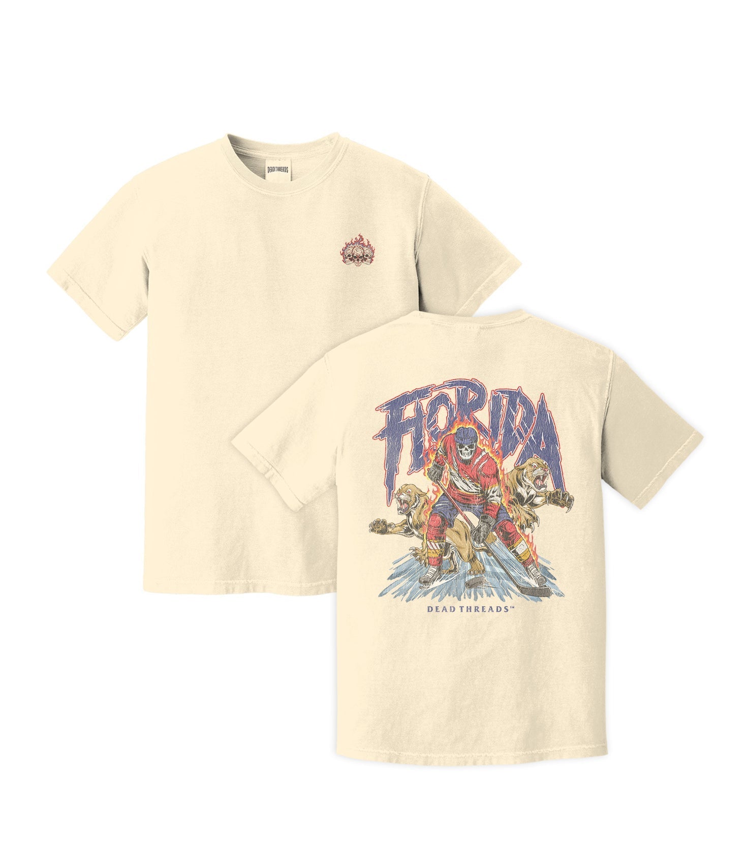 FLORIDA HOCKEY - “3 SKULL” PREMIUM T - SHIRT – T-Shirt – Dead Threads Apparel
