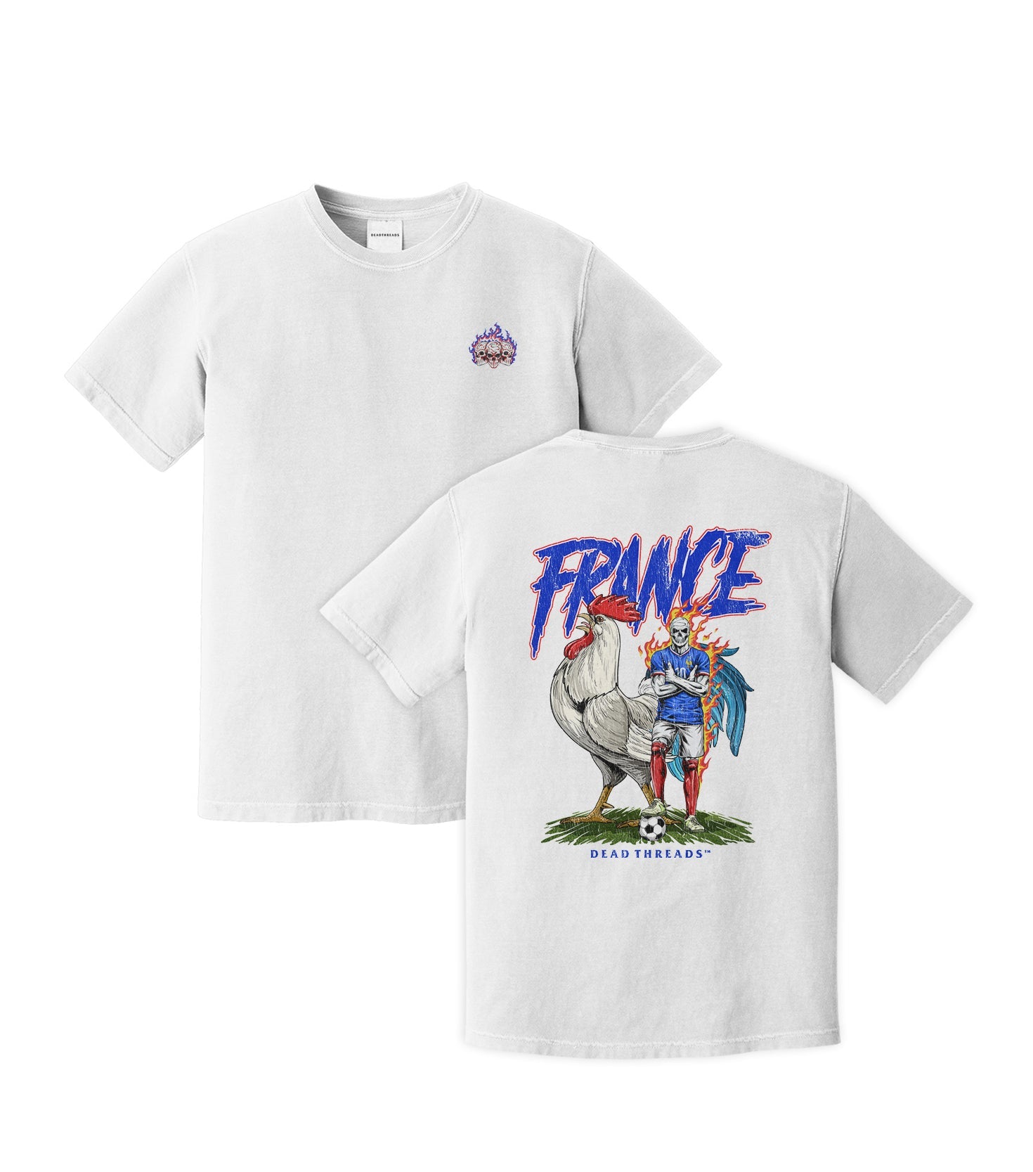 FRANCE SOCCER - “3 SKULL” PREMIUM T - SHIRT – T-Shirt – Dead Threads Apparel