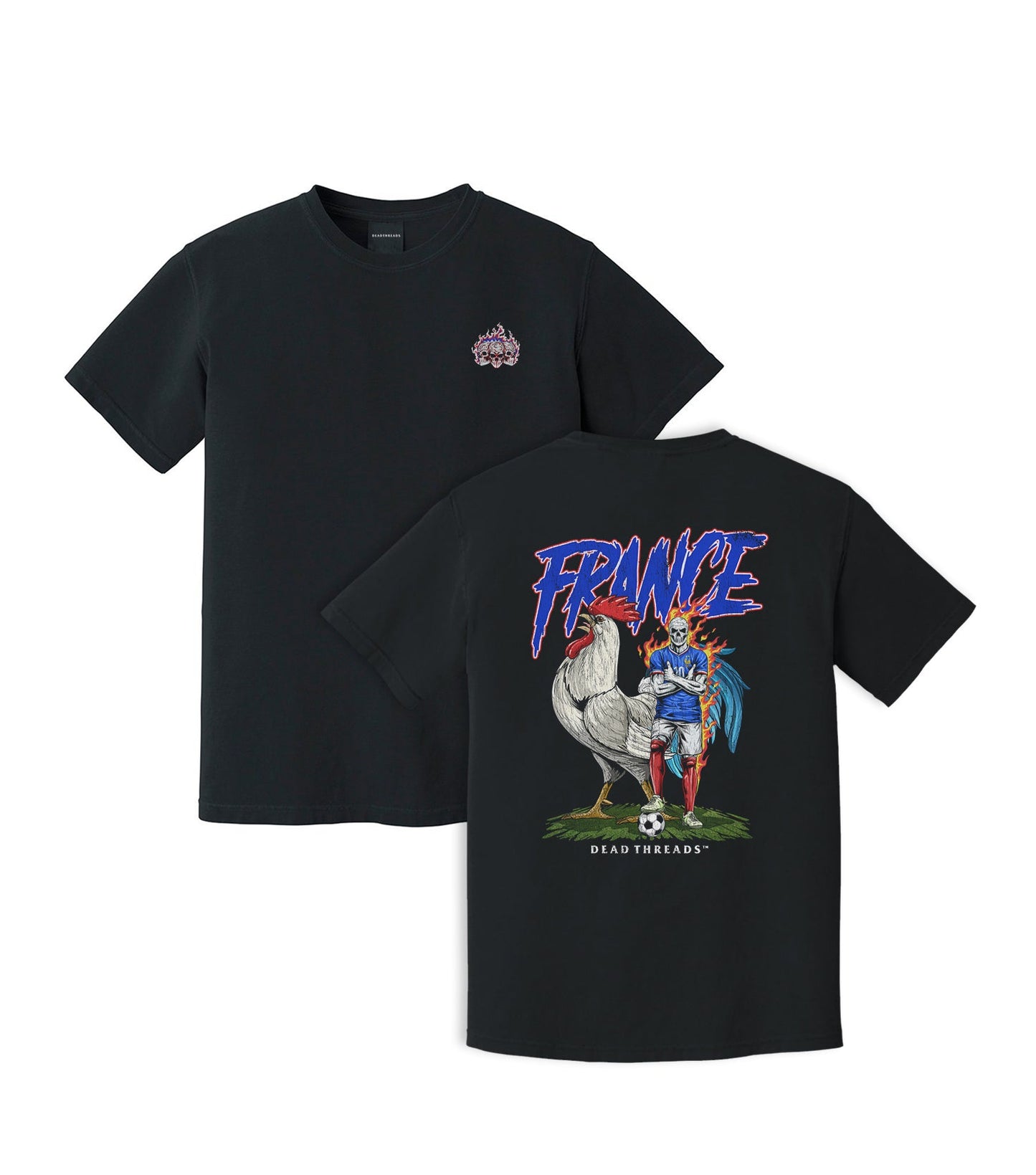 FRANCE SOCCER - “3 SKULL” PREMIUM T - SHIRT – T-Shirt – Dead Threads Apparel