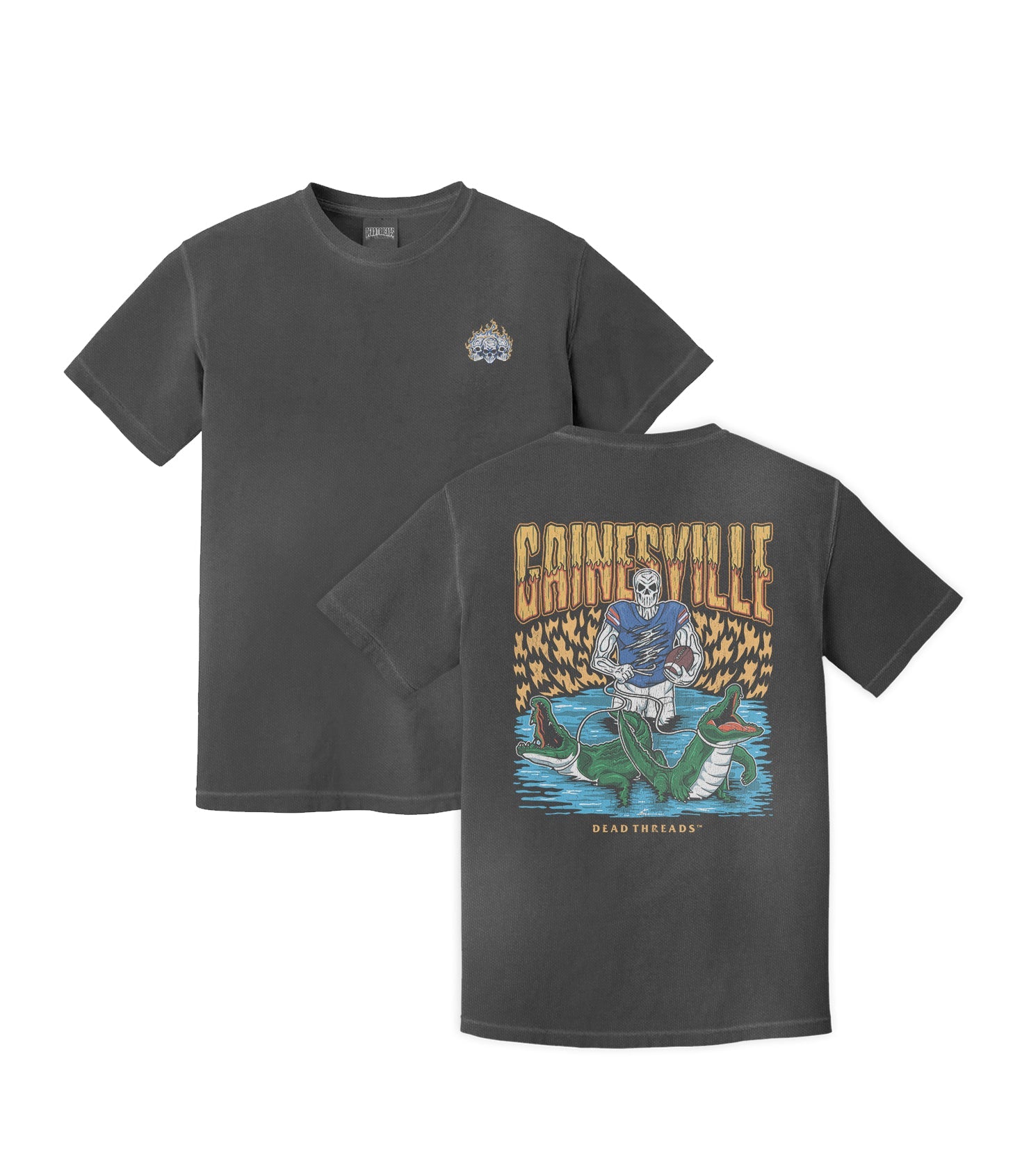 GAINESVILLE FOOTBALL - “3 SKULL” PREMIUM T - SHIRT – T-Shirt – Dead Threads Apparel