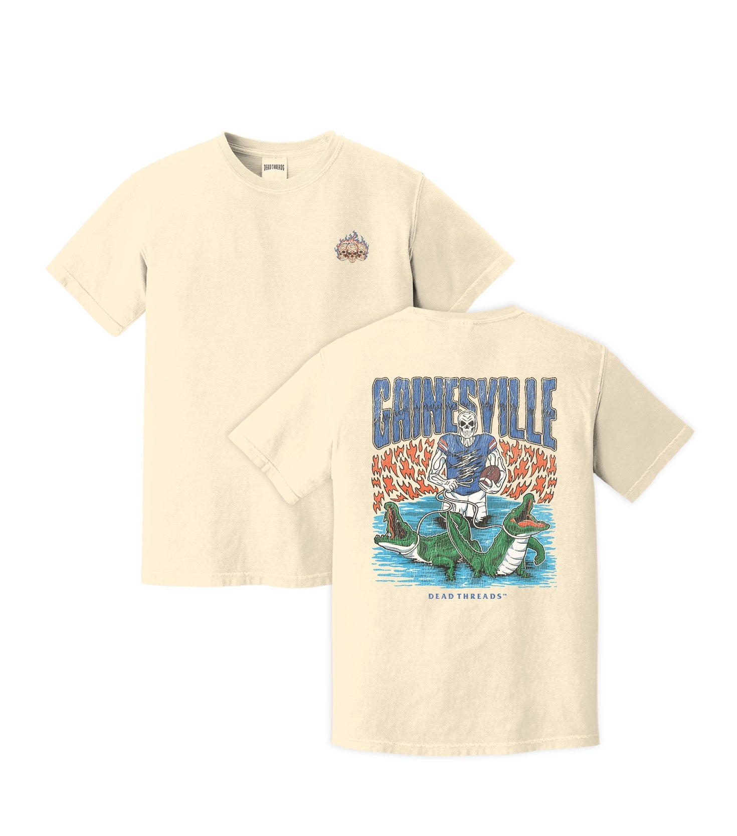 GAINESVILLE FOOTBALL - “3 SKULL” PREMIUM T - SHIRT – T-Shirt – Dead Threads Apparel