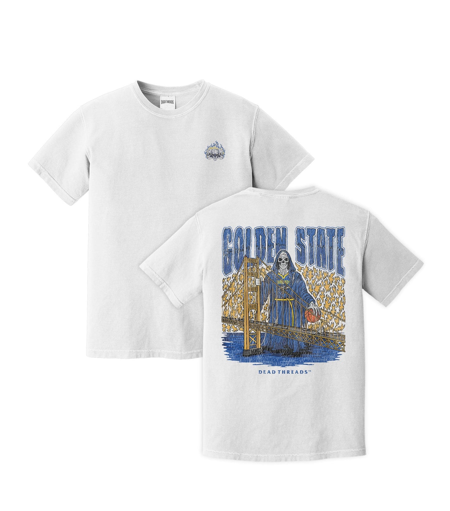 GOLDEN STATE BASKETBALL - “3 SKULL” PREMIUM T - SHIRT – T-Shirt – Dead Threads Apparel