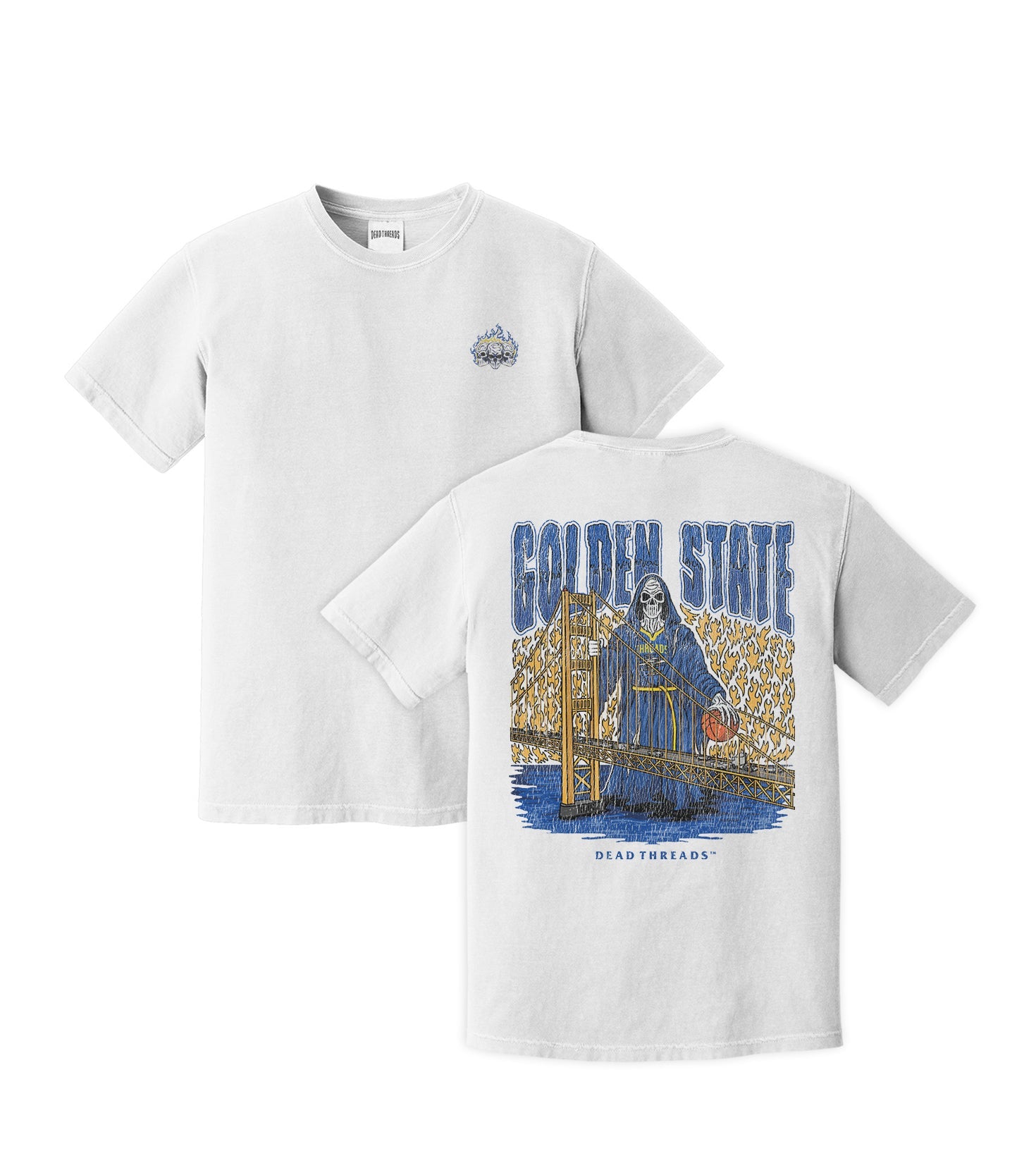 GOLDEN STATE BASKETBALL - “3 SKULL” PREMIUM T - SHIRT – T-Shirt – Dead Threads Apparel