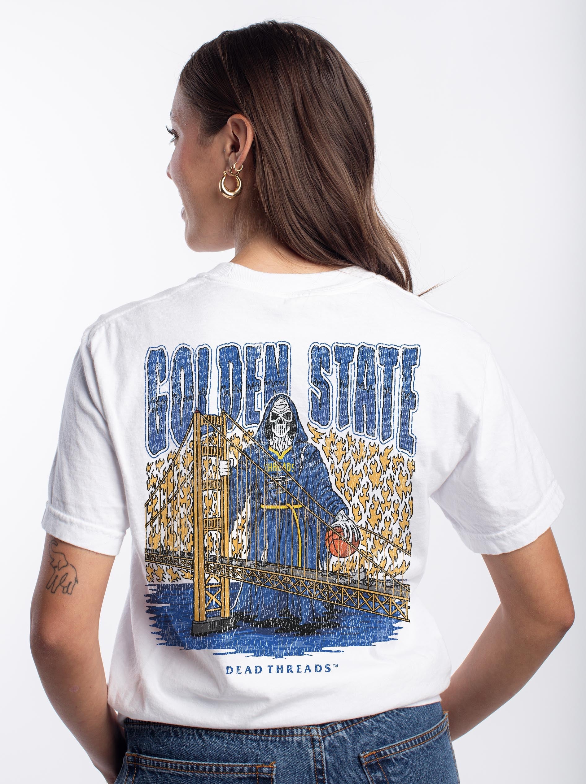 GOLDEN STATE BASKETBALL - “3 SKULL” PREMIUM T - SHIRT – T-Shirt – Dead Threads Apparel