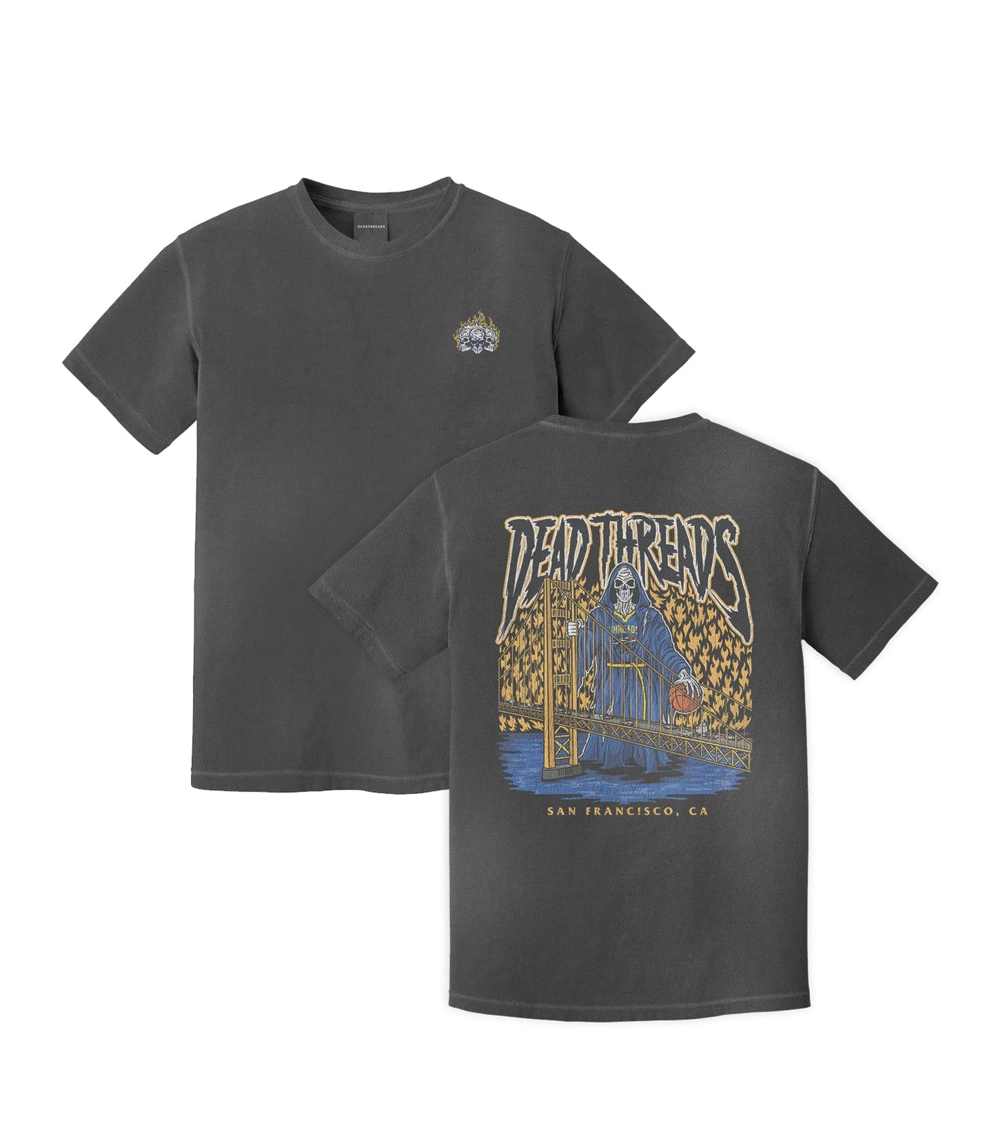 GOLDEN STATE BASKETBALL - “3 SKULL” PREMIUM T-SHIRT – T-Shirt – Dead Threads Apparel
