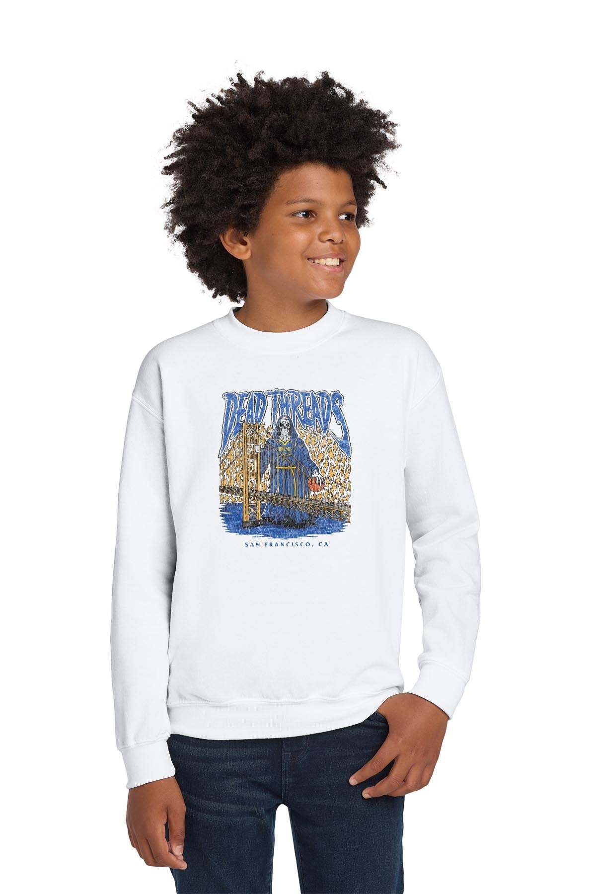 GOLDEN STATE BASKETBALL - KIDS CREWNECK SWEATSHIRT – Kids clothes – Dead Threads Apparel