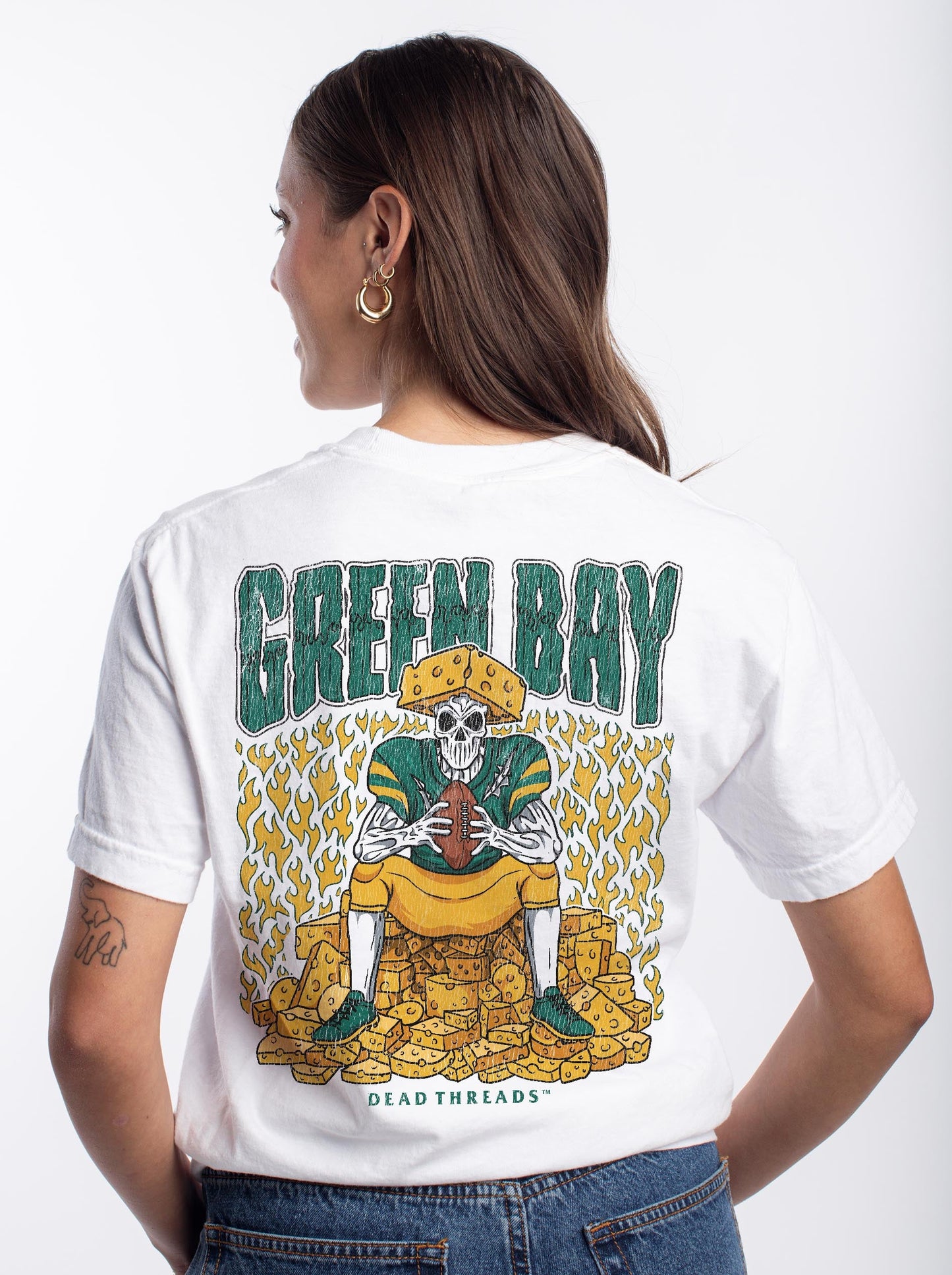 GREEN BAY FOOTBALL - “3 SKULL” PREMIUM T - SHIRT – T-Shirt – Dead Threads Apparel