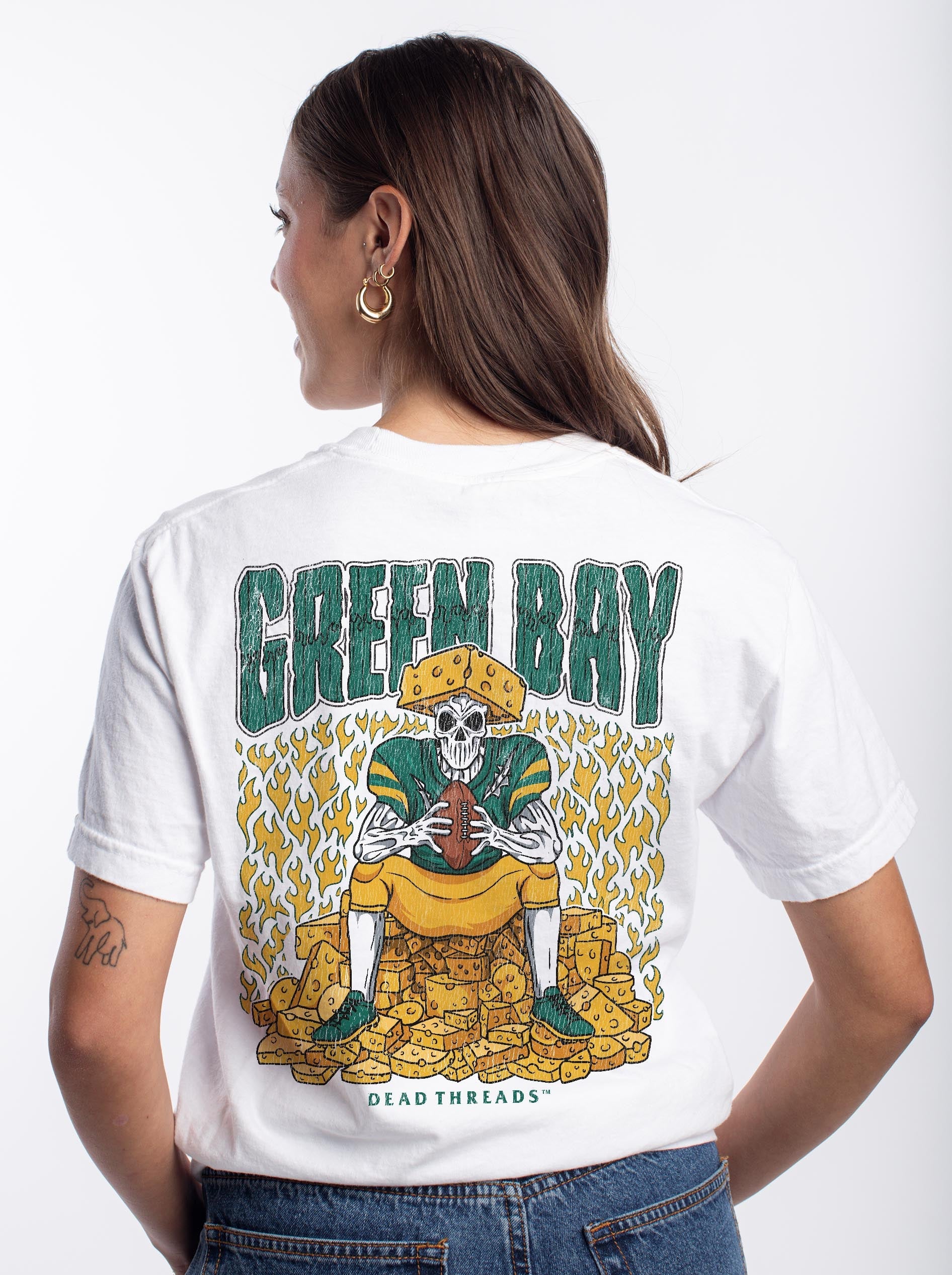 GREEN BAY FOOTBALL - “3 SKULL” PREMIUM T - SHIRT – T-Shirt – Dead Threads Apparel