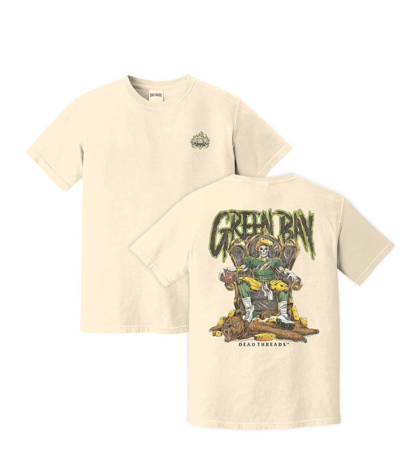 GREEN BAY FOOTBALL v2 - “3 SKULL” PREMIUM T - SHIRT – T-Shirt – Dead Threads Apparel