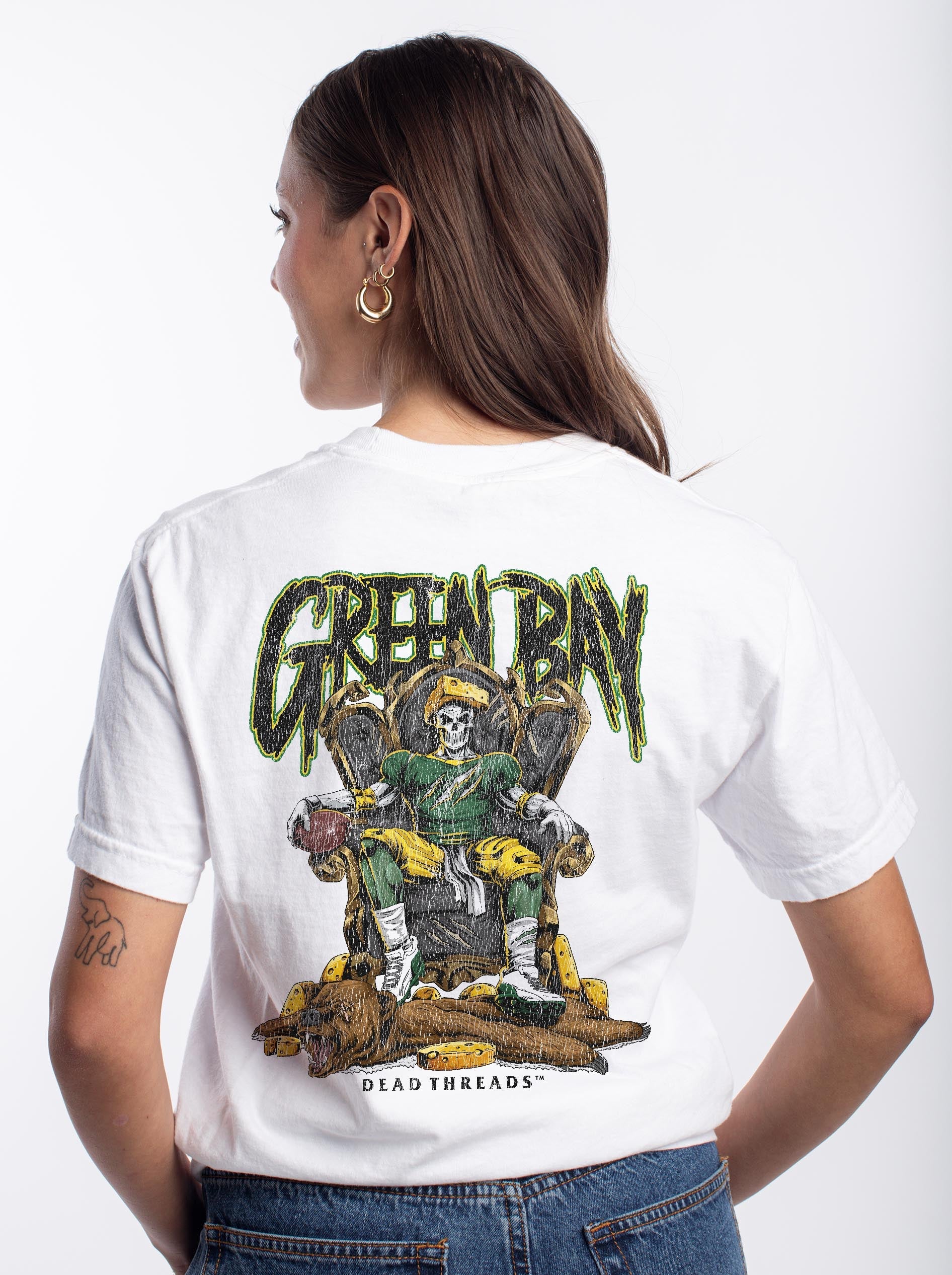 GREEN BAY FOOTBALL v2 - “3 SKULL” PREMIUM T - SHIRT – T-Shirt – Dead Threads Apparel