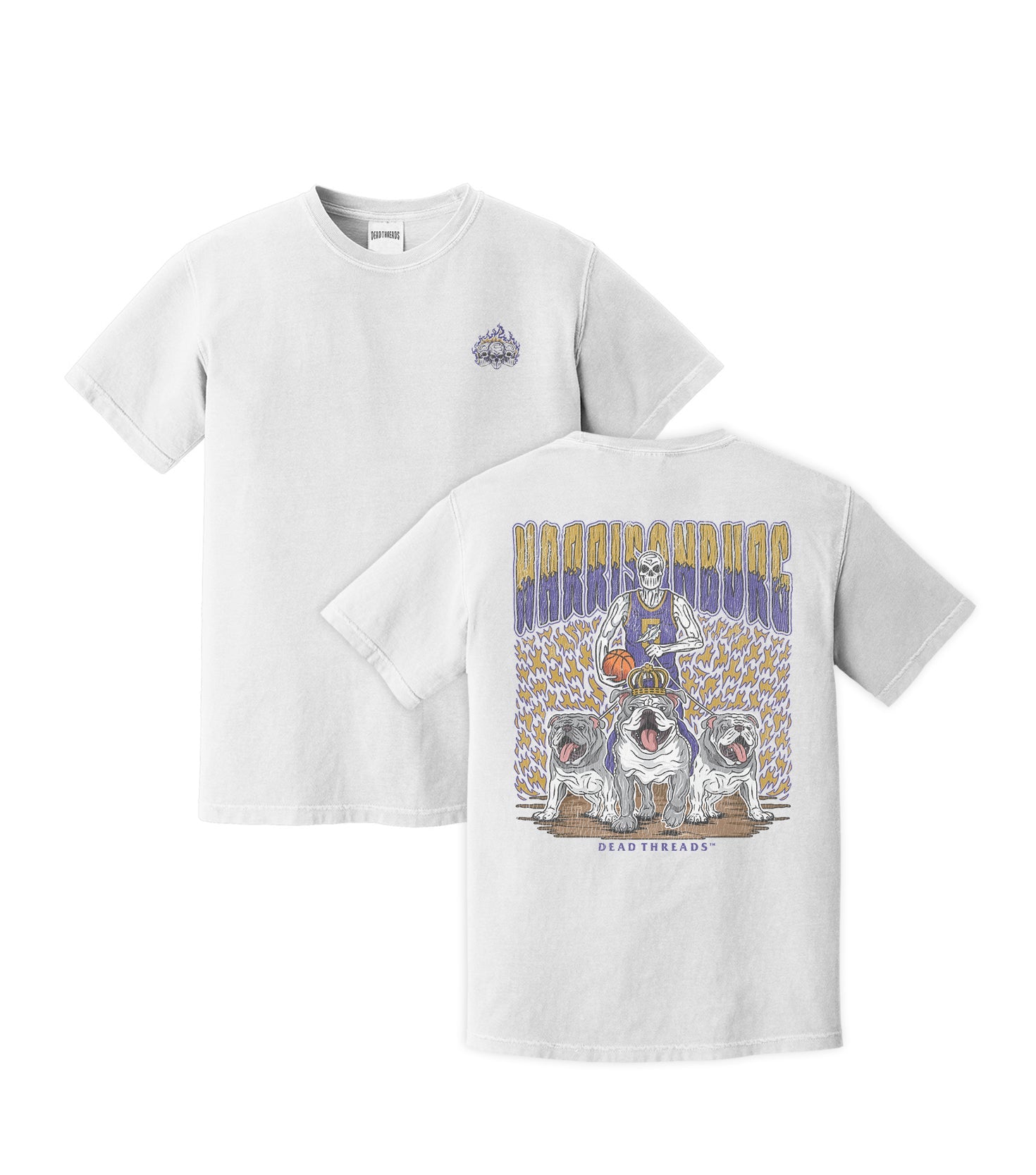 HARRISONBURG BASKETBALL - “3 SKULL” PREMIUM T - SHIRT – T-Shirt – Dead Threads Apparel