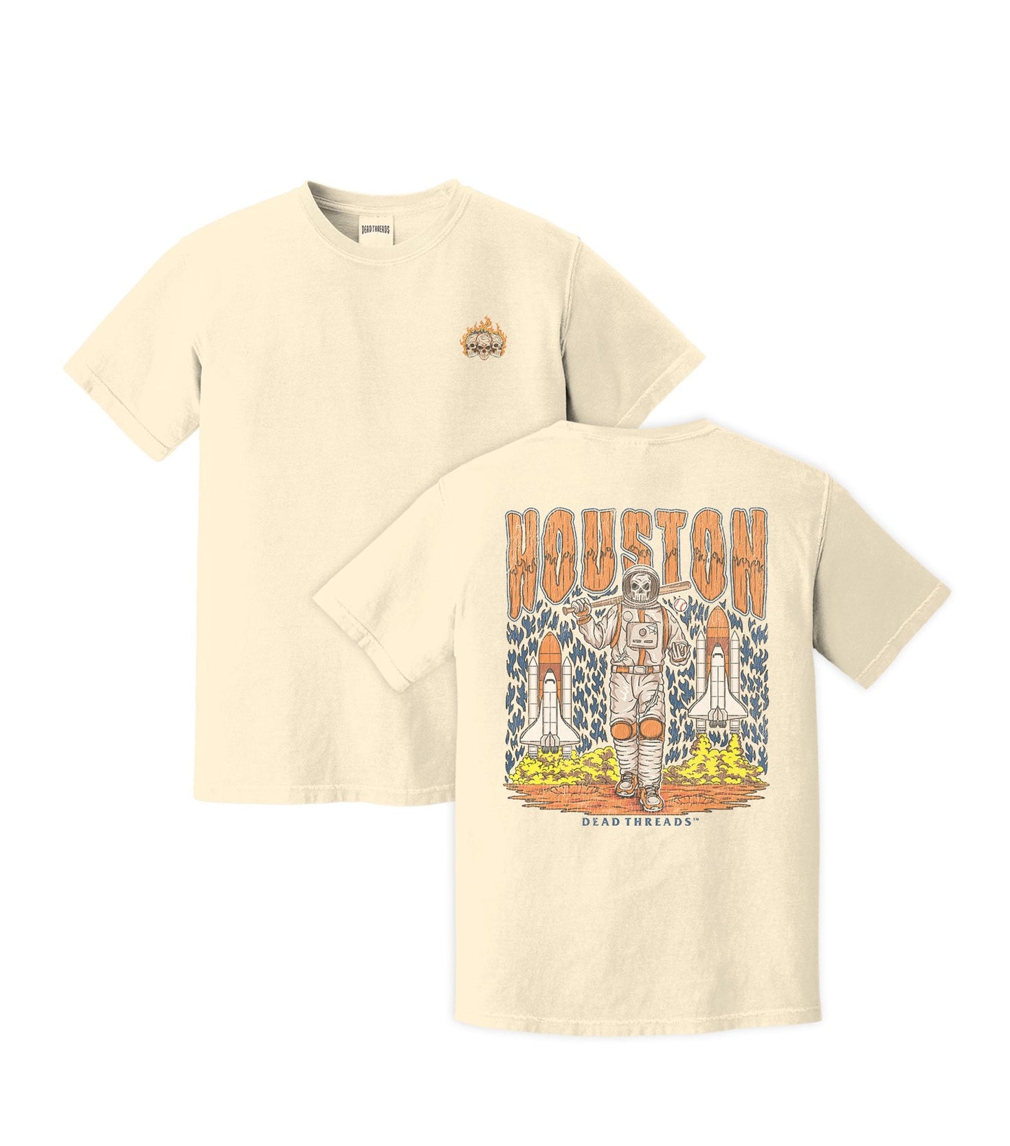 HOUSTON BASEBALL - "3 SKULL" PREMIUM T - SHIRT – T-Shirt – Dead Threads Apparel