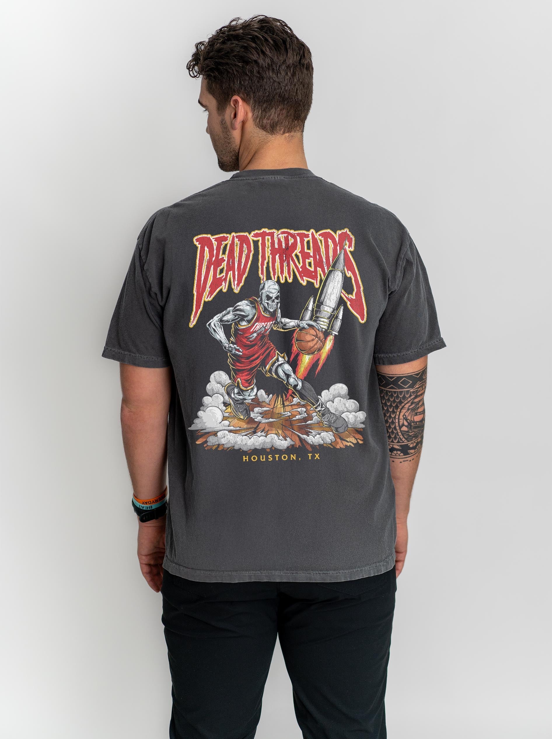 HOUSTON BASKETBALL - “3 SKULL” PREMIUM T - SHIRT – T-Shirt – Dead Threads Apparel