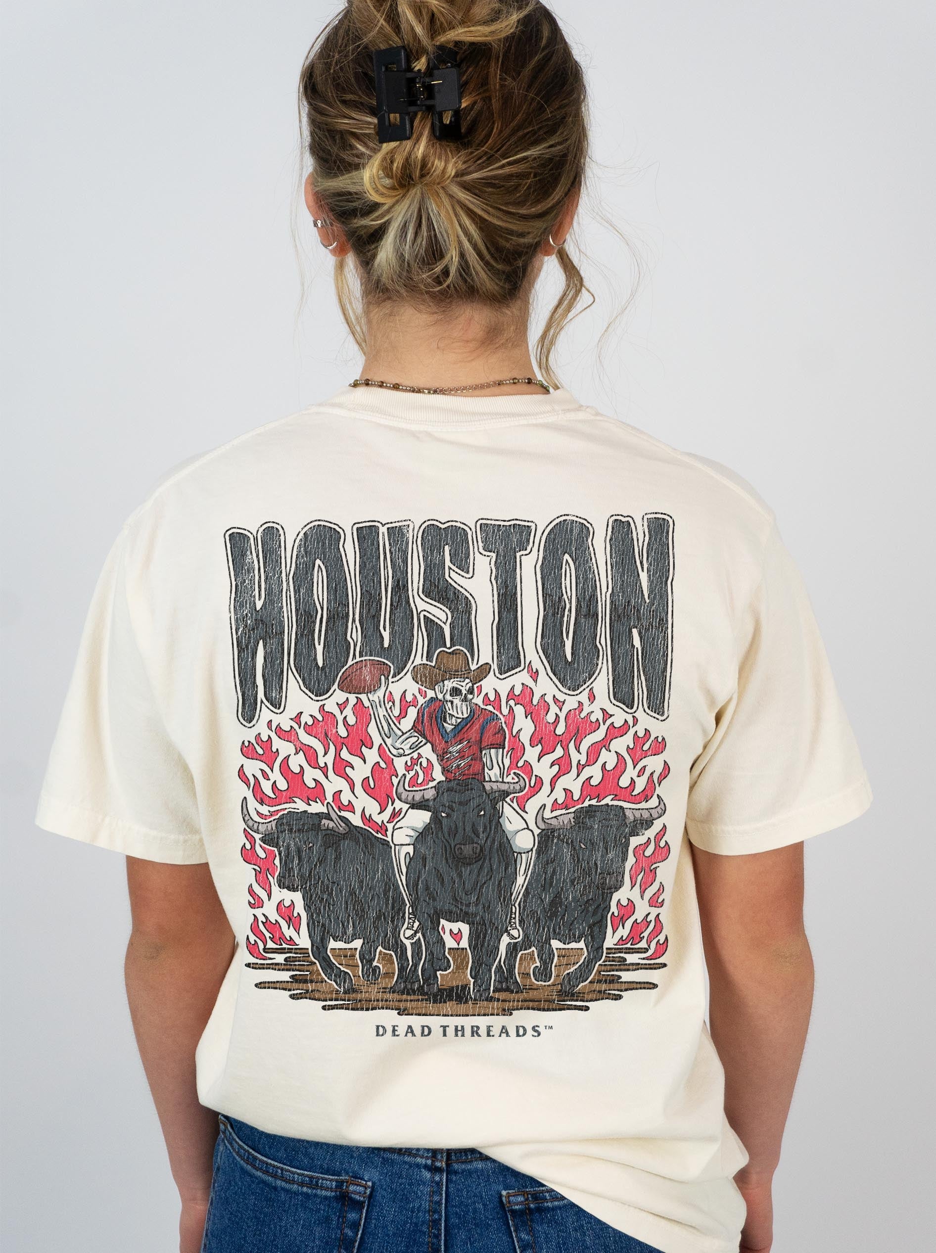 HOUSTON FOOTBALL - “3 SKULL” PREMIUM T - SHIRT – T-Shirt – Dead Threads Apparel