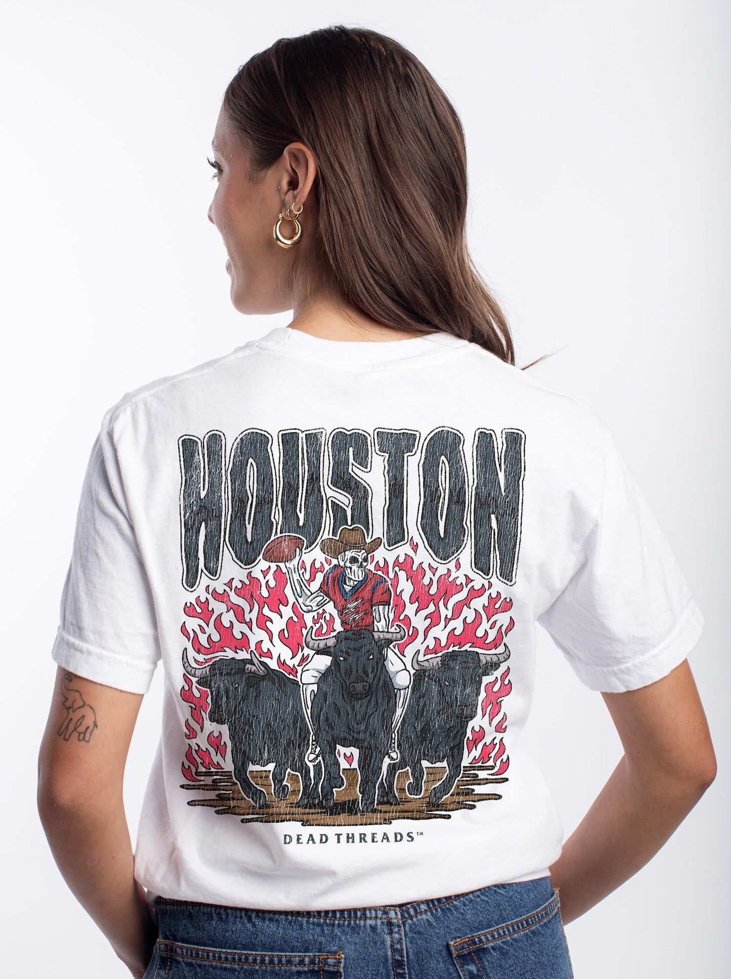 HOUSTON FOOTBALL - “3 SKULL” PREMIUM T - SHIRT – T-Shirt – Dead Threads Apparel