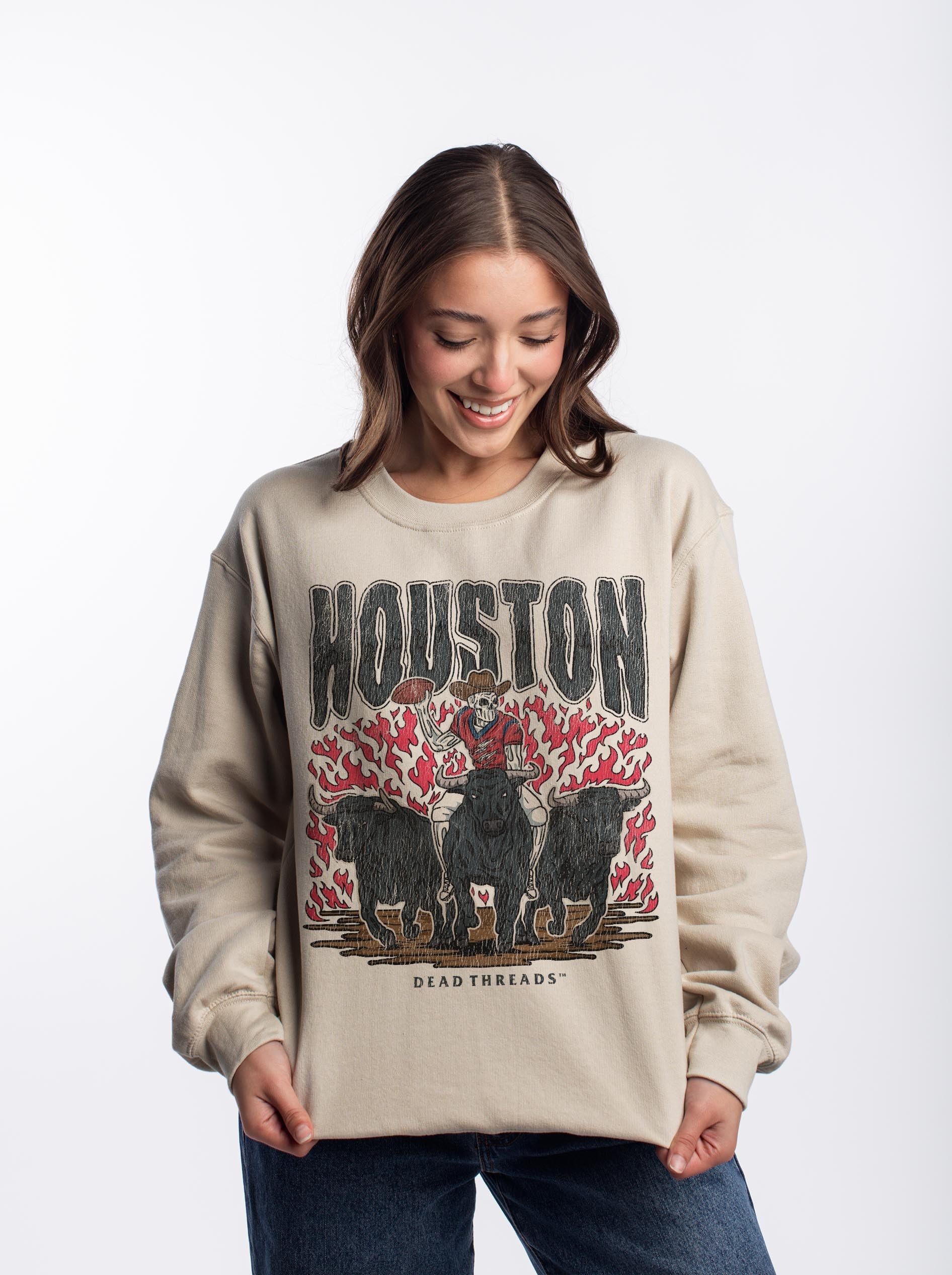 HOUSTON FOOTBALL CREWNECK SWEATSHIRT – Sweatshirt – Dead Threads Apparel