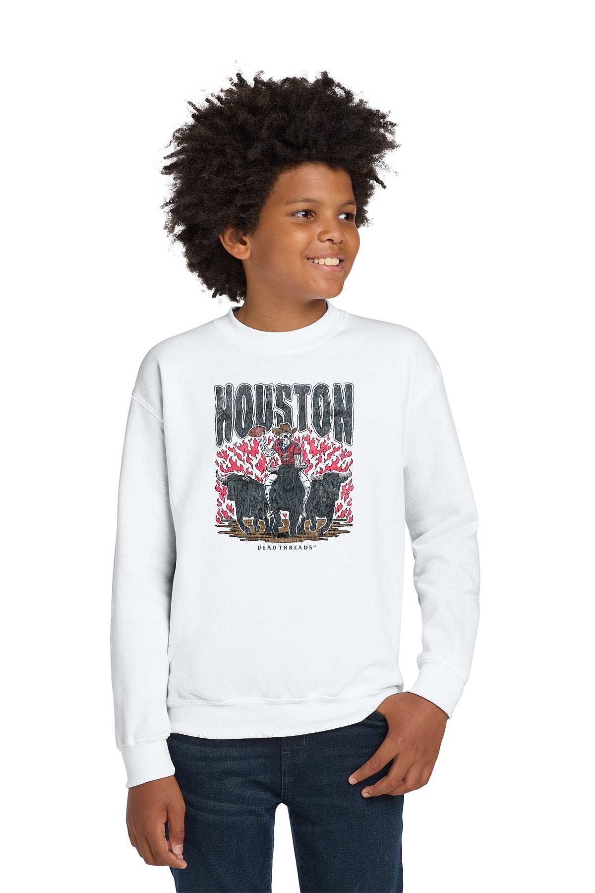HOUSTON FOOTBALL KIDS CREWNECK SWEATSHIRT – Kids clothes – Dead Threads Apparel