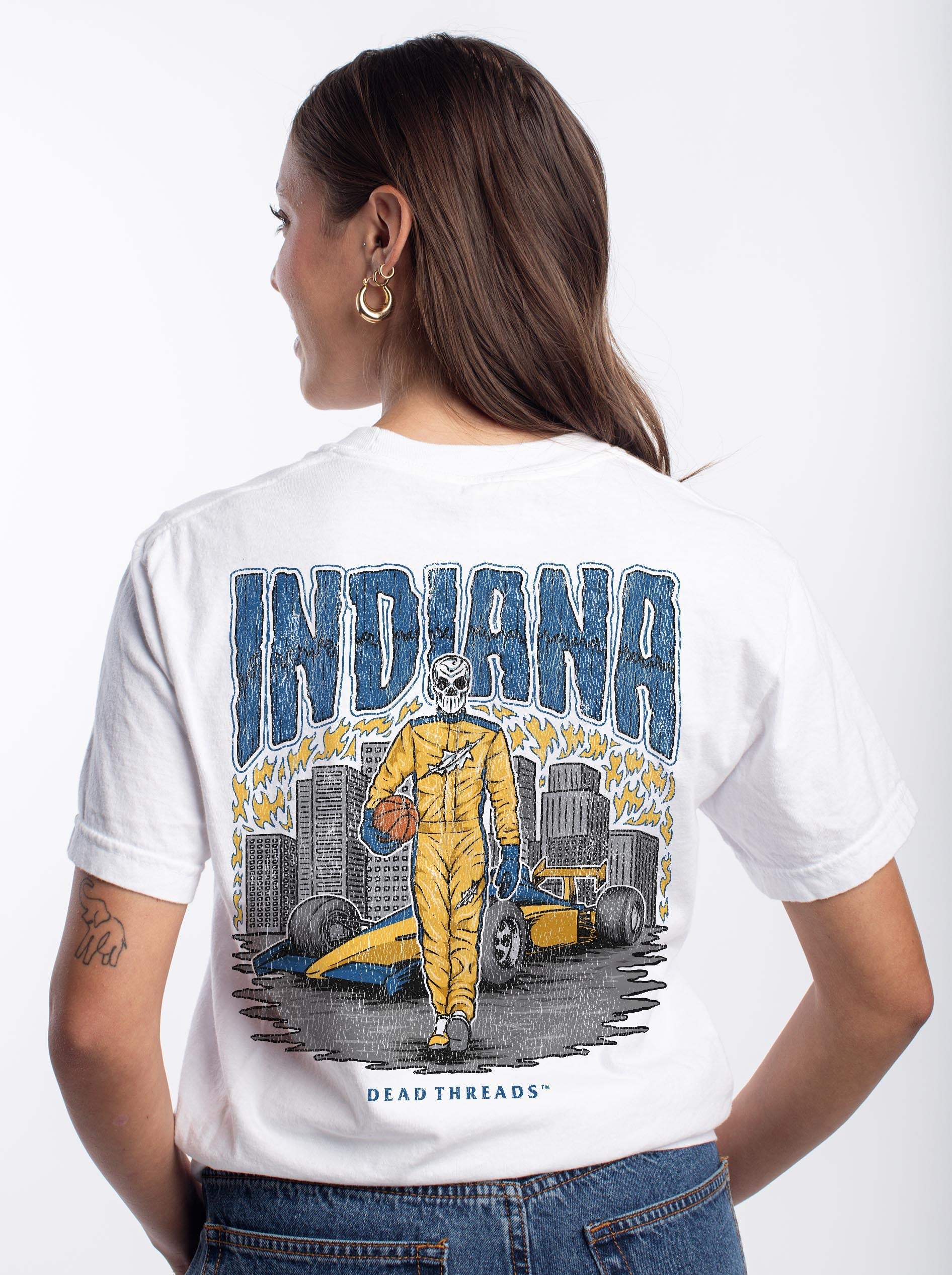 INDIANA BASKETBALL - “3 SKULL” PREMIUM T - SHIRT – T-Shirt – Dead Threads Apparel