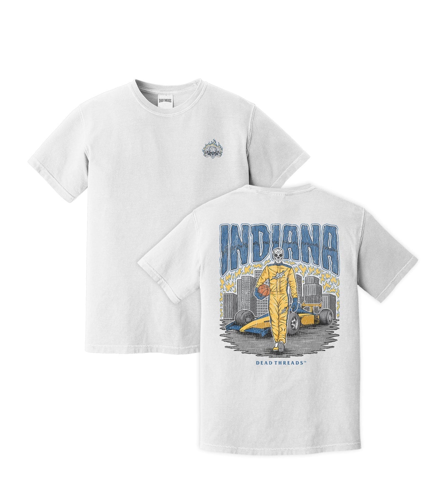 INDIANA BASKETBALL - “3 SKULL” PREMIUM T - SHIRT – T-Shirt – Dead Threads Apparel