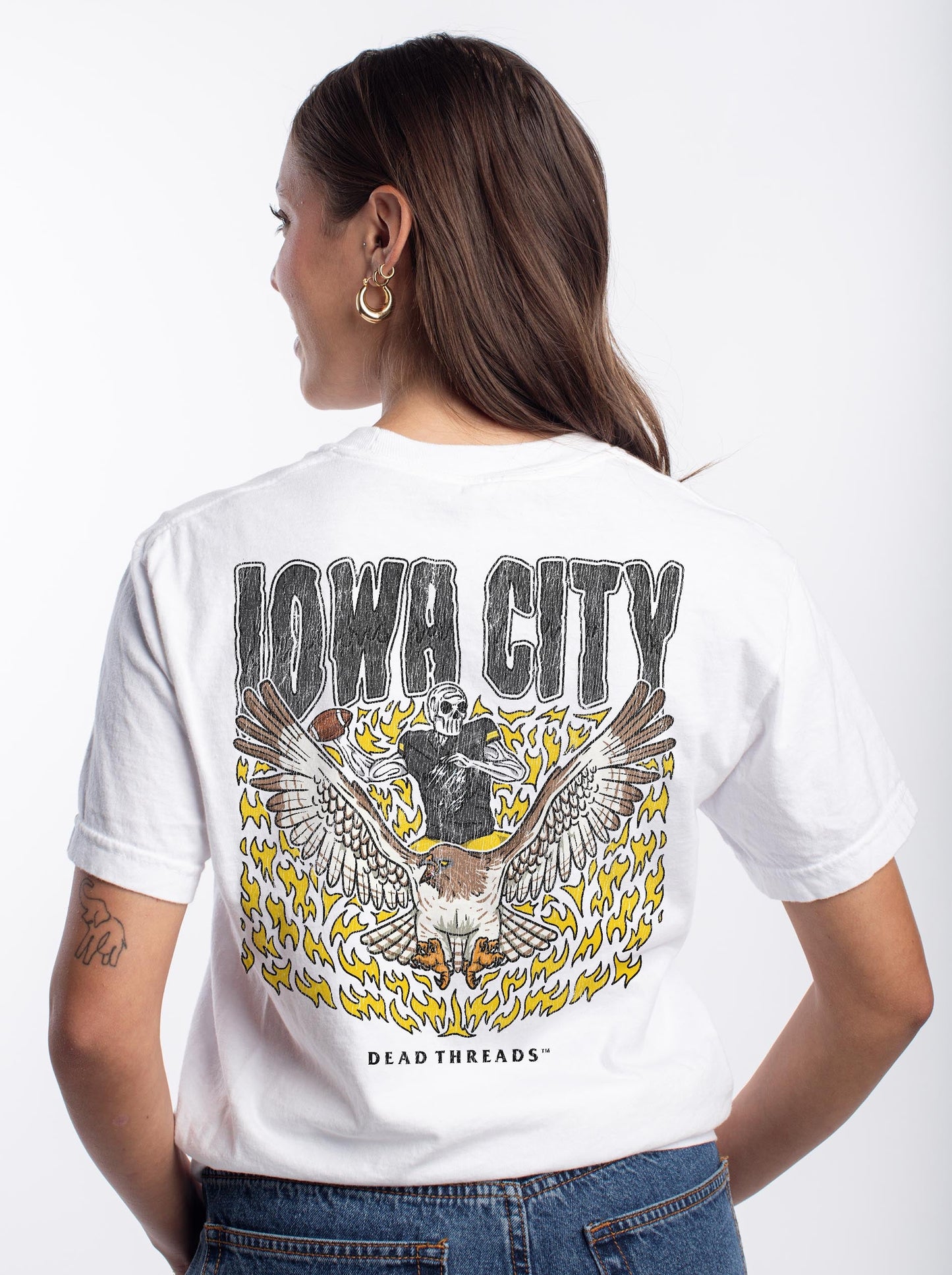 IOWA CITY FOOTBALL - “3 SKULL” PREMIUM T - SHIRT – T-Shirt – Dead Threads Apparel