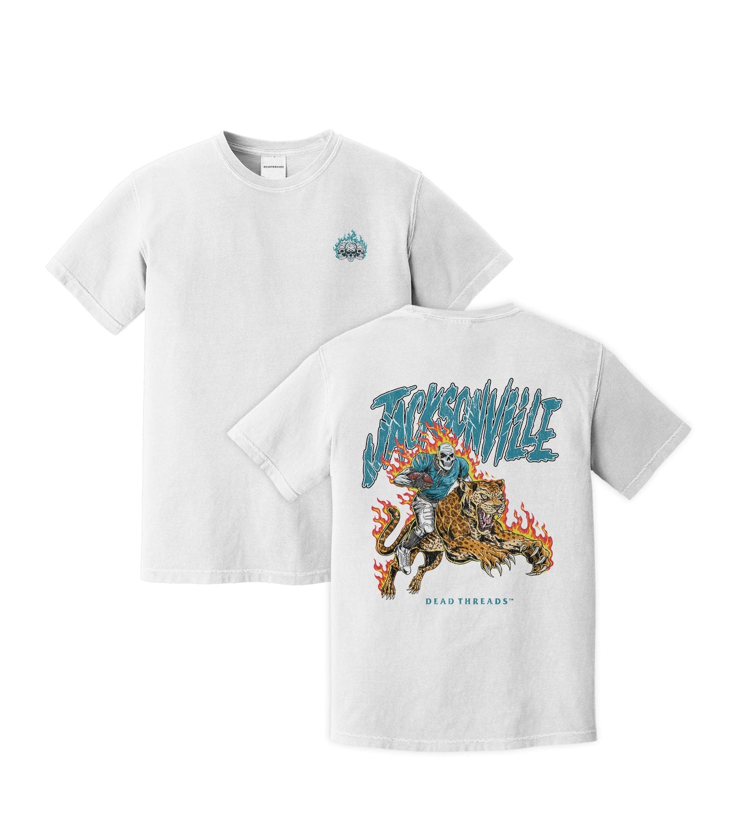 JACKSONVILLE FOOTBALL v2 - “3 SKULL” PREMIUM T - SHIRT – T-Shirt – Dead Threads Apparel