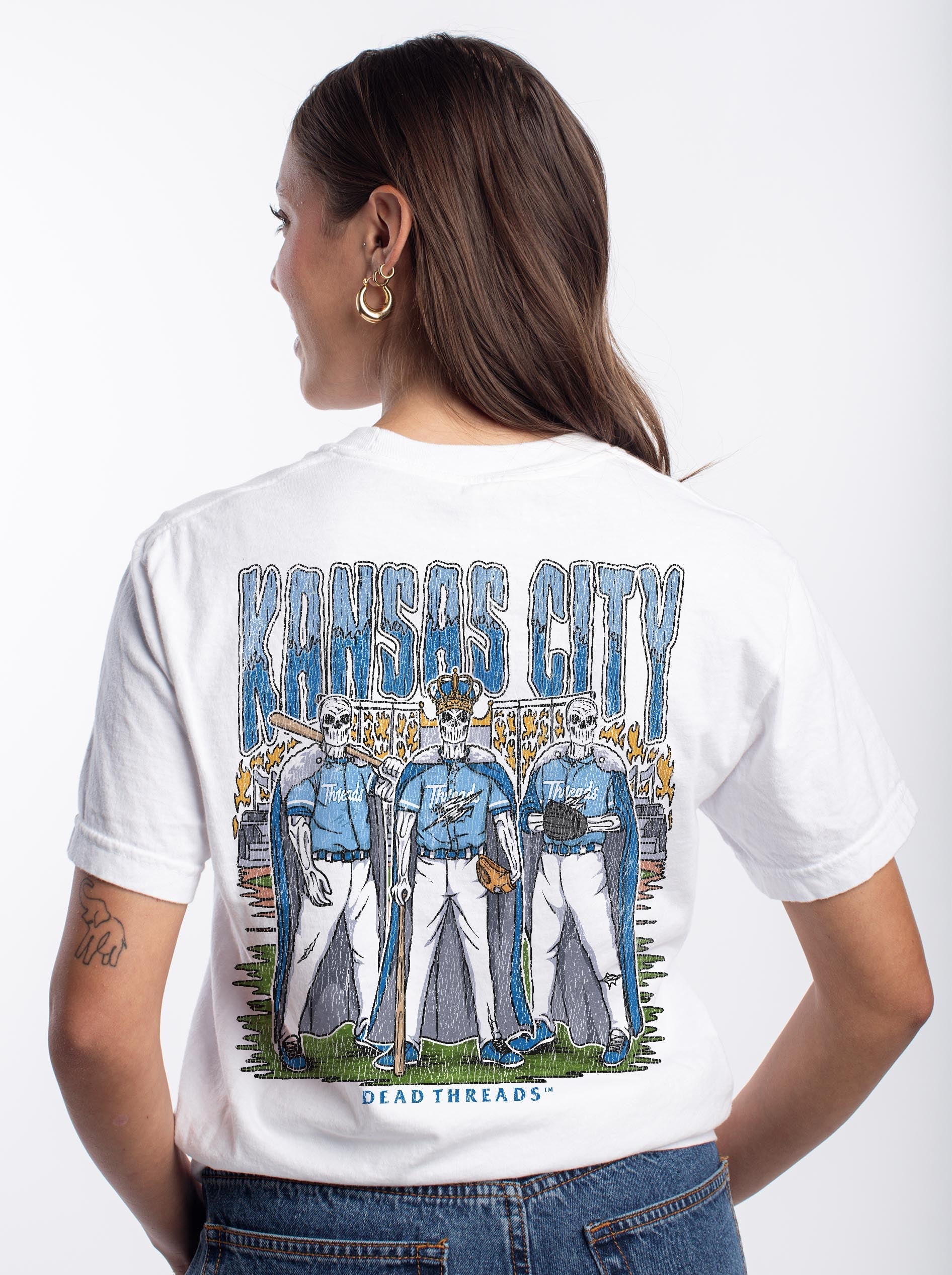 KANSAS CITY BASEBALL - "3 SKULL" PREMIUM SHIRT – T-Shirt – Dead Threads Apparel