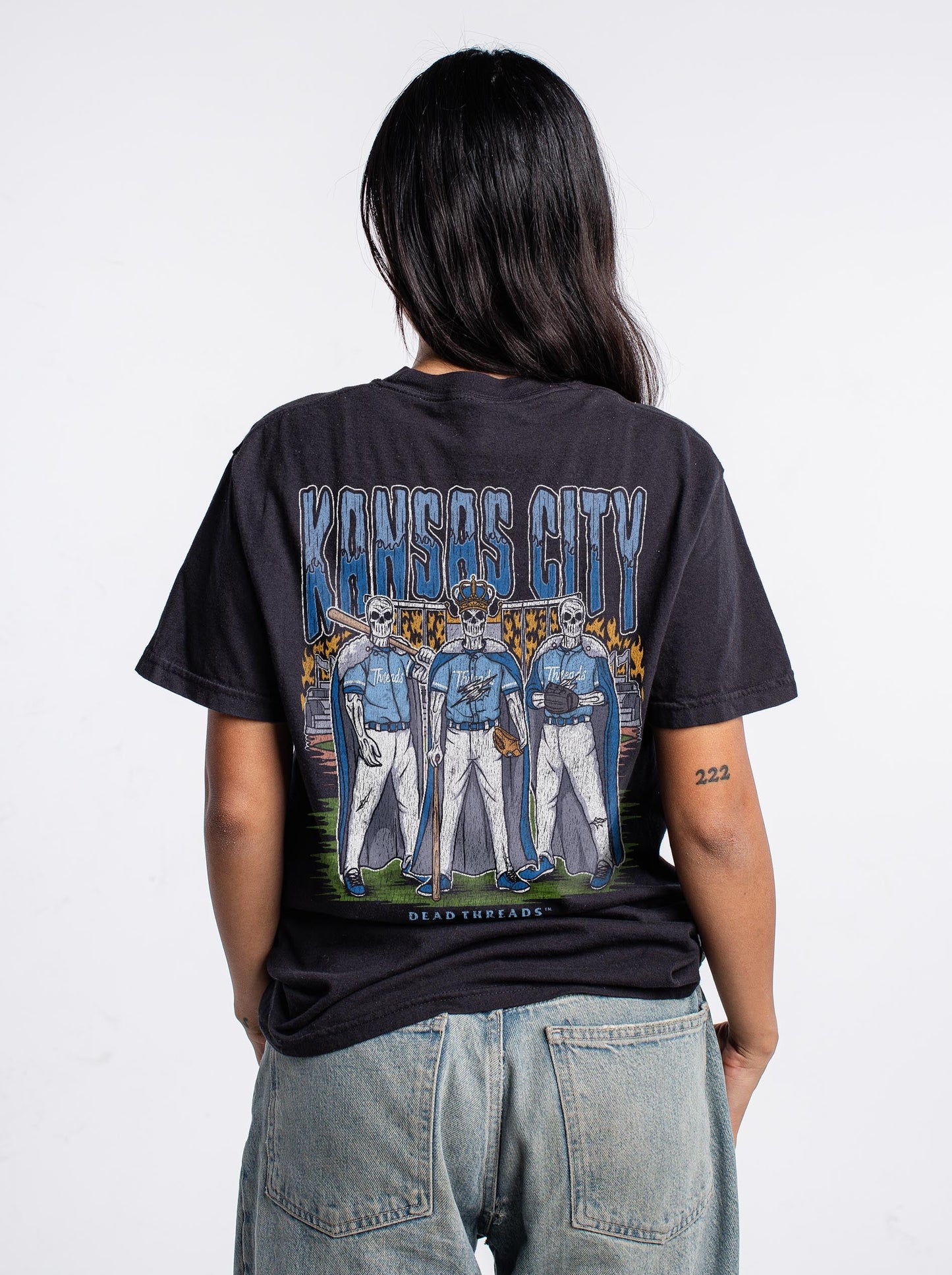 KANSAS CITY BASEBALL - "3 SKULL" PREMIUM SHIRT – T-Shirt – Dead Threads Apparel
