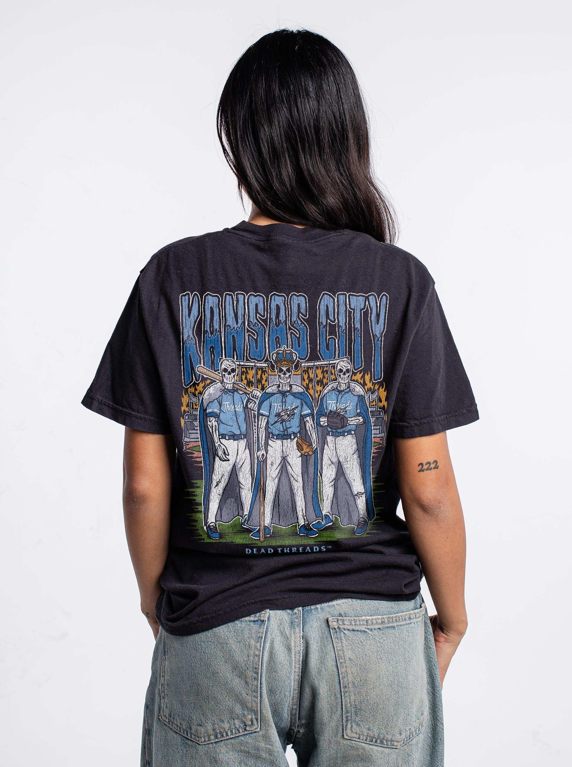 KANSAS CITY BASEBALL - "3 SKULL" PREMIUM SHIRT – T-Shirt – Dead Threads Apparel