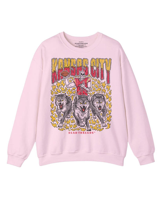 KANSAS CITY FOOTBALL v1 CREWNECK SWEATSHIRT - PINK – Sweatshirt – Dead Threads Apparel