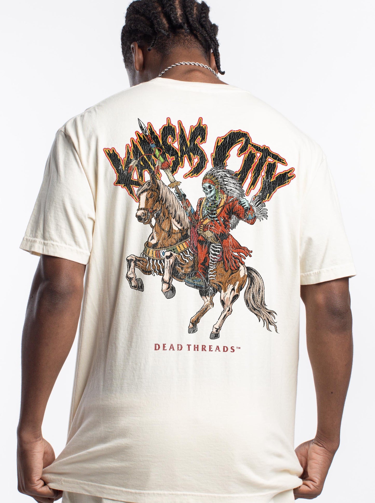 KANSAS CITY FOOTBALL v2 - “3 SKULL” PREMIUM T - SHIRT – T-Shirt – Dead Threads Apparel