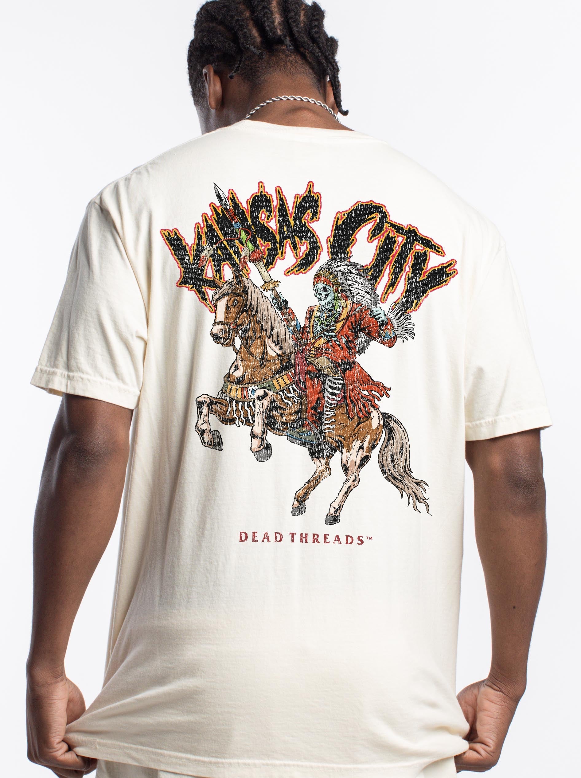 KANSAS CITY FOOTBALL v2 - “3 SKULL” PREMIUM T - SHIRT – T-Shirt – Dead Threads Apparel